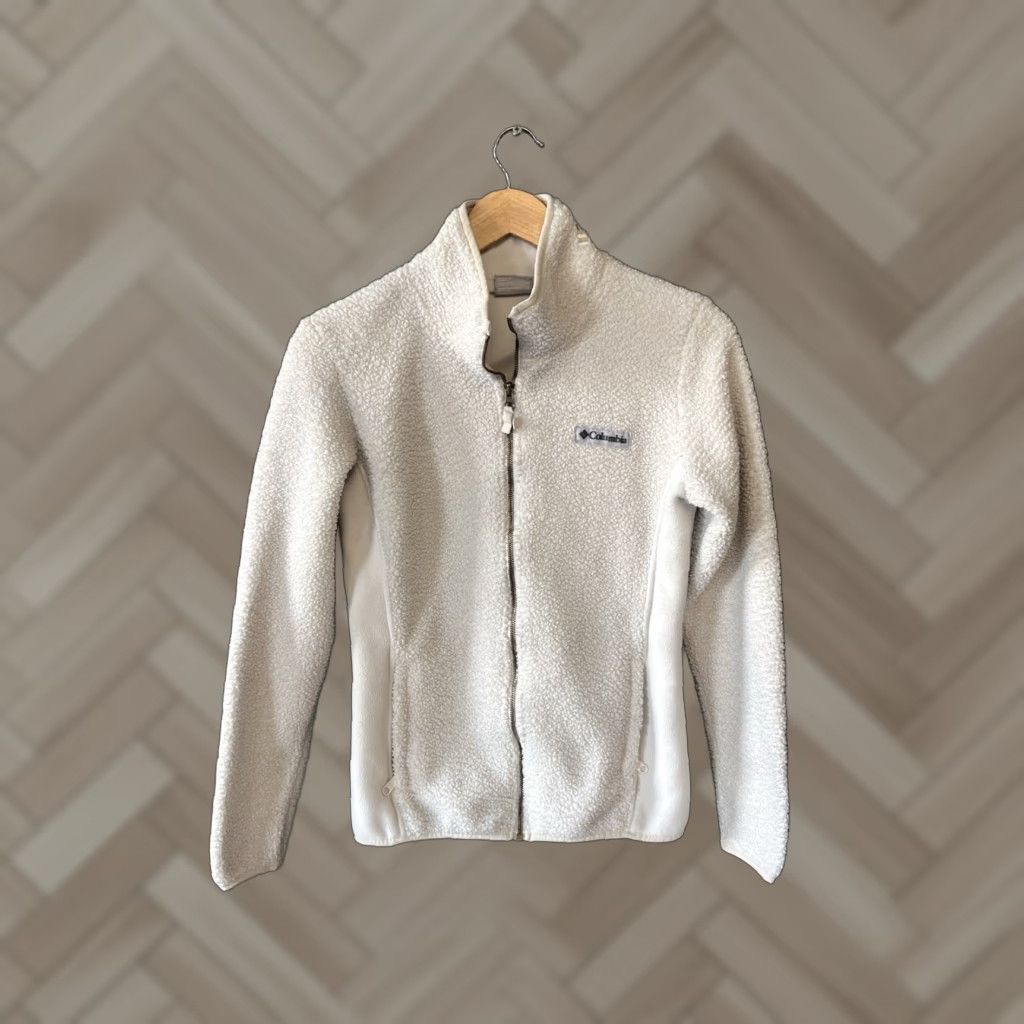 Vintage Columbia Sweatshirt Full Zip Fleece Mock Neck Beige M Womens Size M / US 6-8 / IT 42-44 - 1 Thumbnail