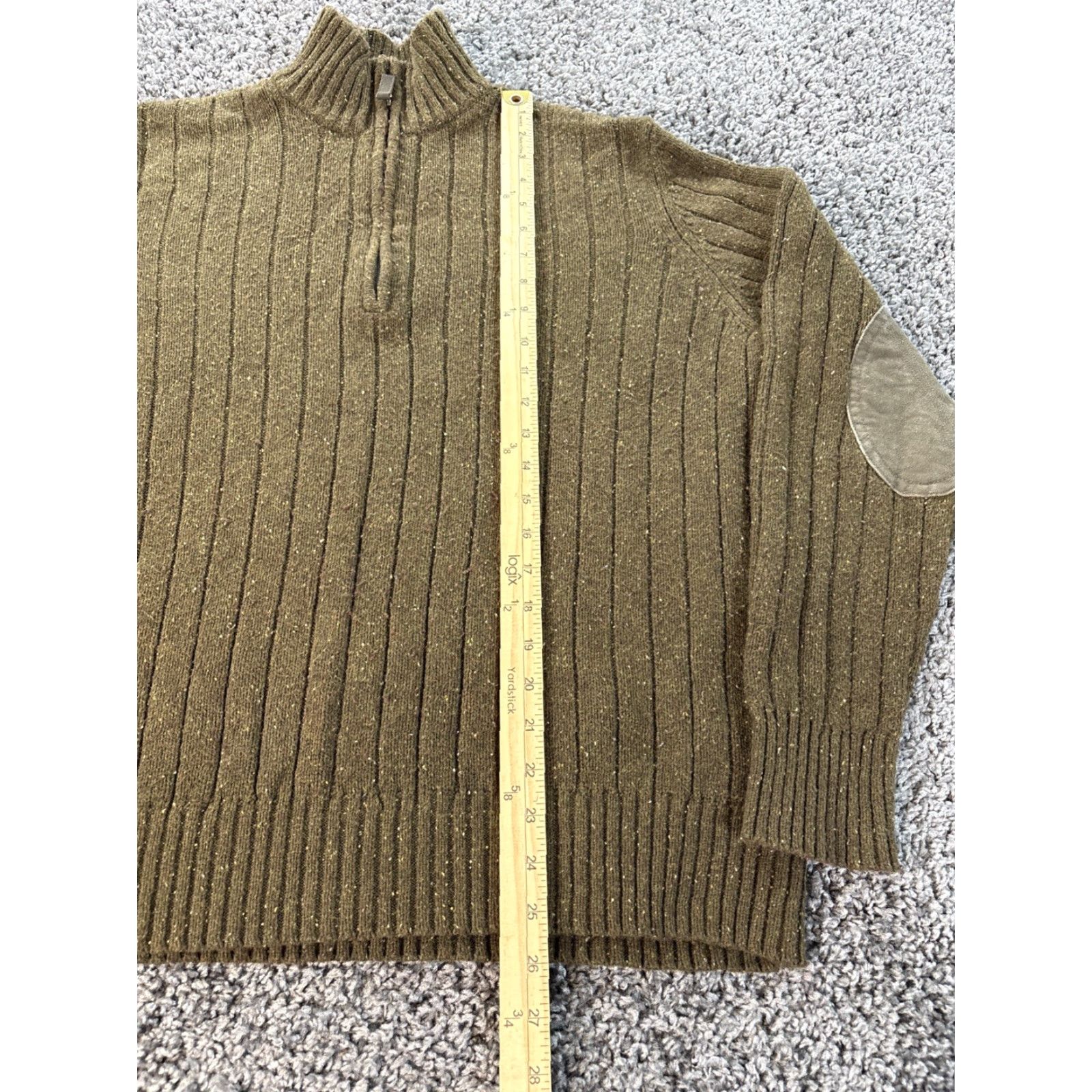 Eddie Bauer VINTAGE Eddie Bauer Sweater Mens L 1/4 Zip Army Green Lambswool Elbow Patch 90s Size US L / EU 52-54 / 3 - 2 Thumbnail