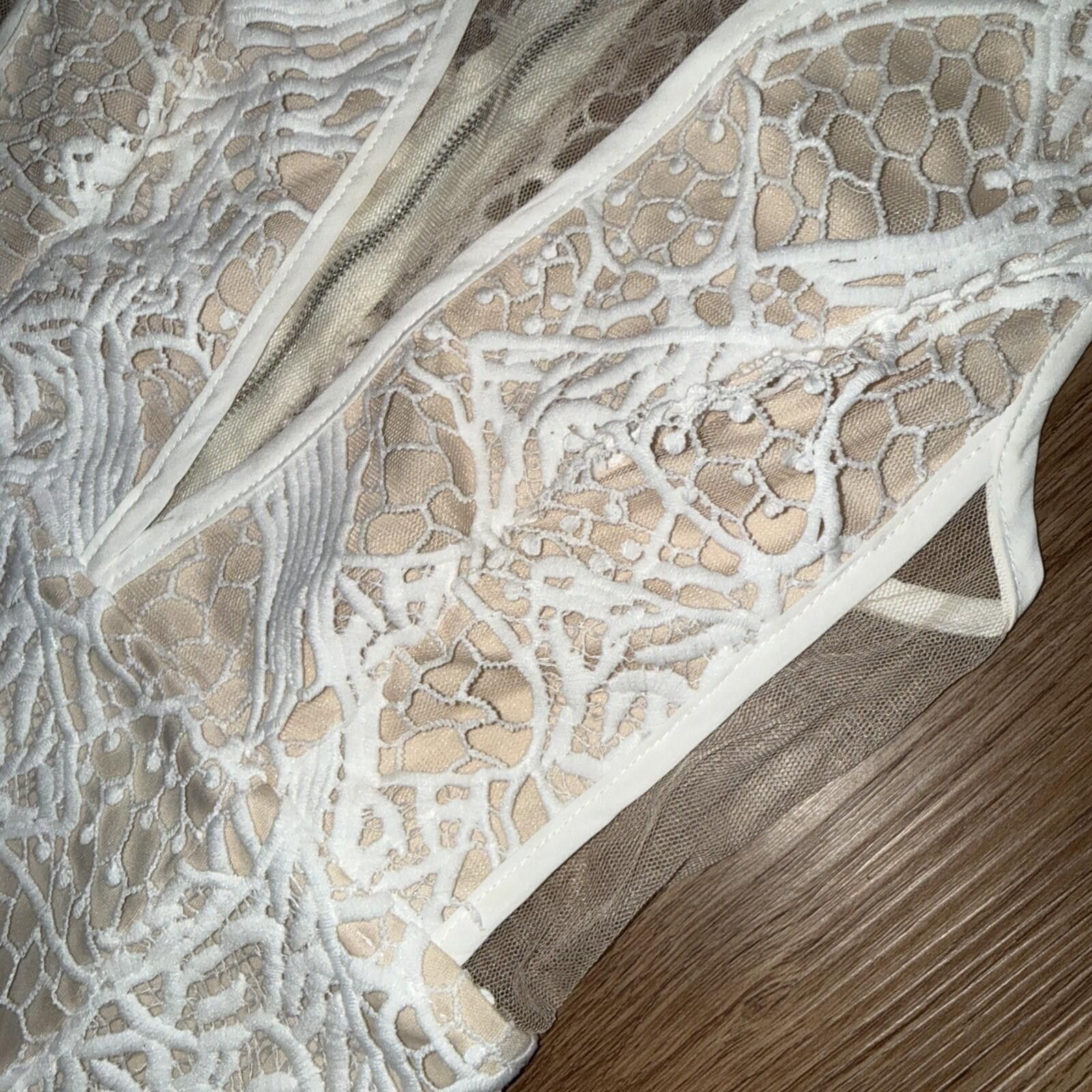 Other Here Comes the Sun Crochet Lace Midi Dress White Nude Fitted Size S / US 4 / IT 40 - 5 Thumbnail