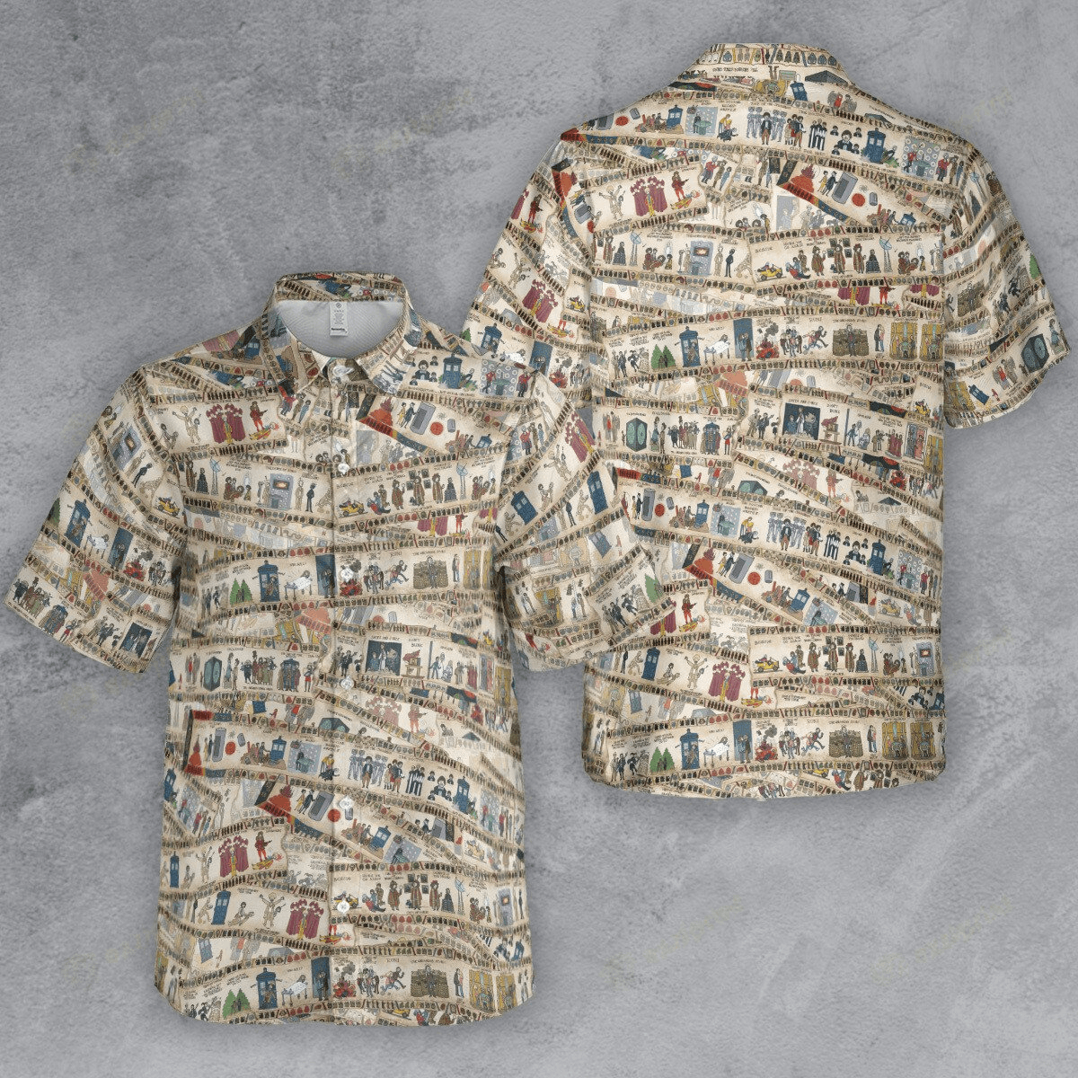 Designer × The Unbranded Brand Doctor Who History Bayeux Tapestry Button Down Shirt Size US L / EU 52-54 / 3 - 4 Thumbnail