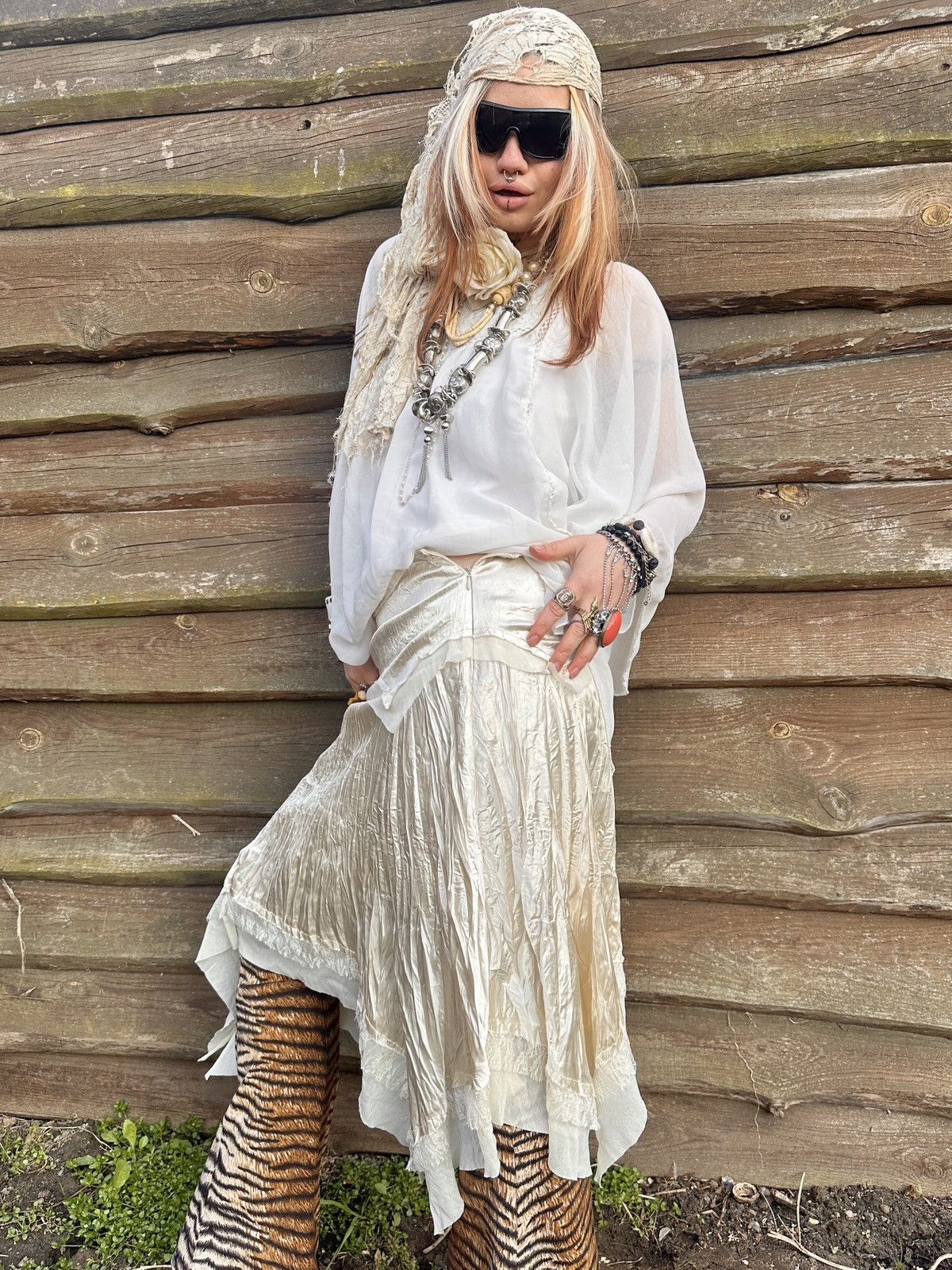 Vintage Vintage cream beige fairy long skirt Size 25" / US 0 / IT 36 - 4 Thumbnail