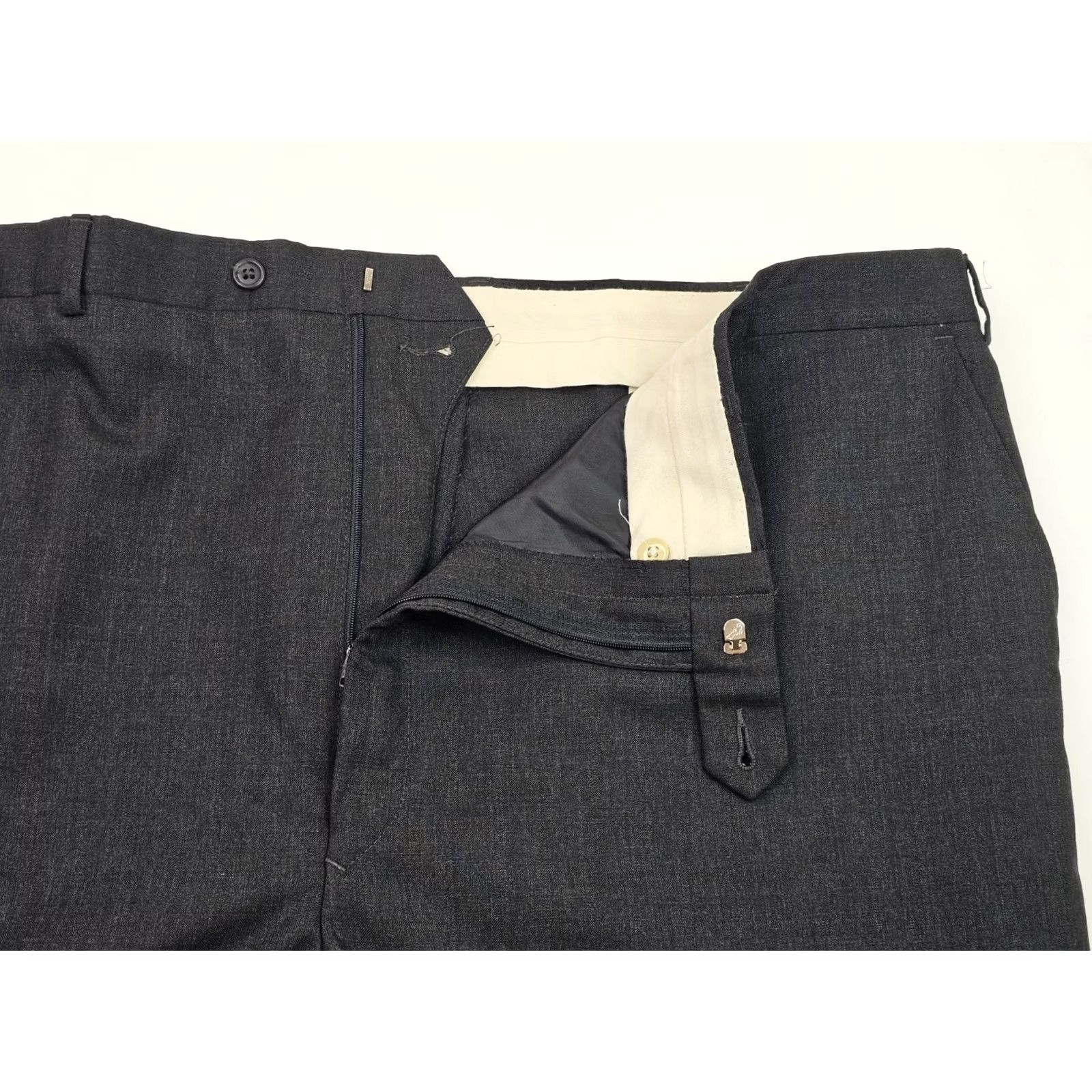 Stafford Stafford Dress Mens 48 Gray Worsted Wool Flat Front Straight Pants Men Fits 48x28 Size US 32 / EU 48 - 6 Thumbnail