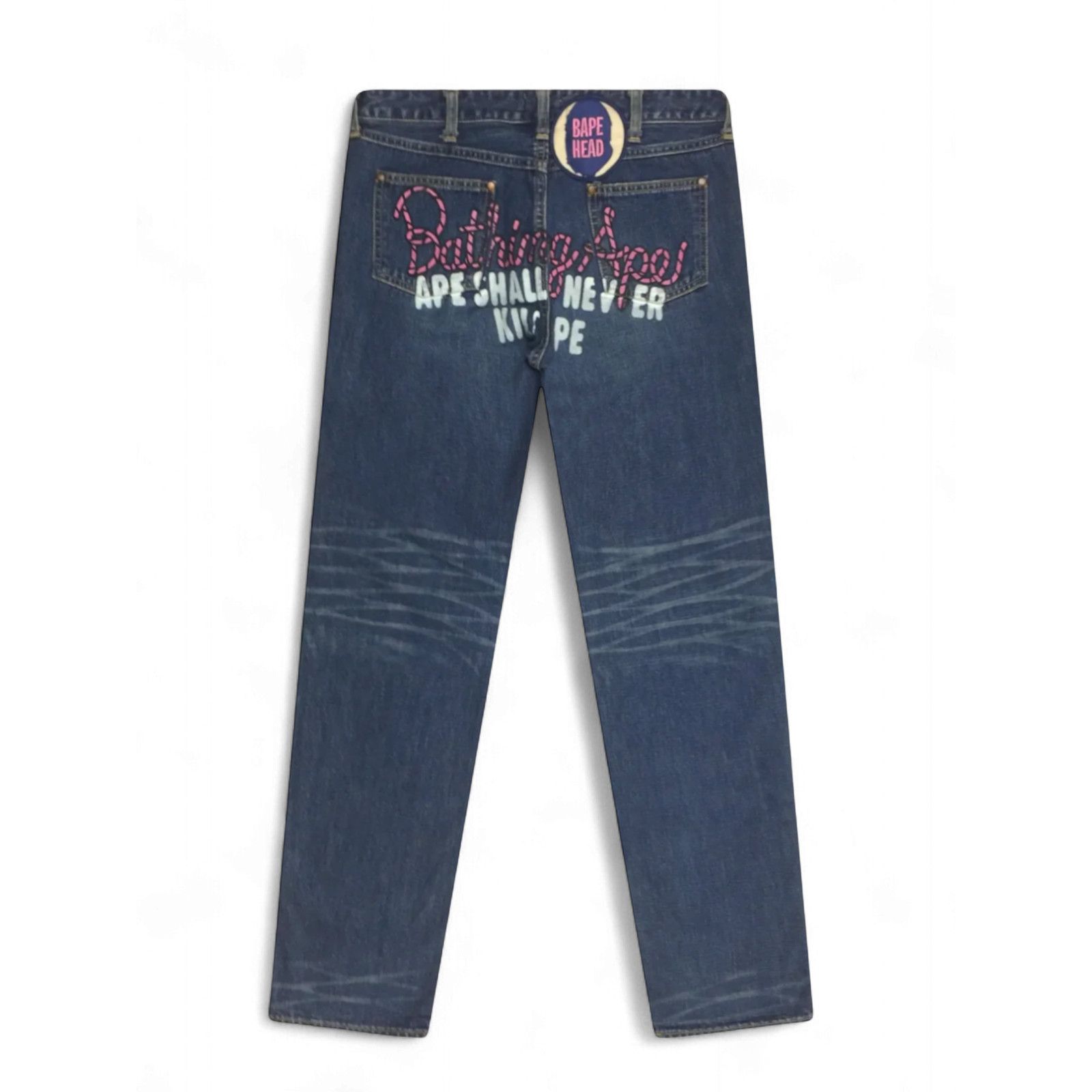 Bape BAPE Pink Yarn Spell Out Denim Jeans Size US 30 / EU 46 - 2 Thumbnail