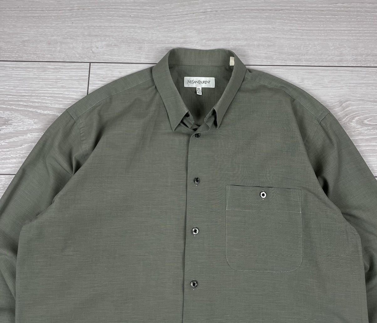 Yves Saint Laurent Yves Saint Laurent Vintage Green Pocket Button Shirt Size US L / EU 52-54 / 3 - 4 Thumbnail