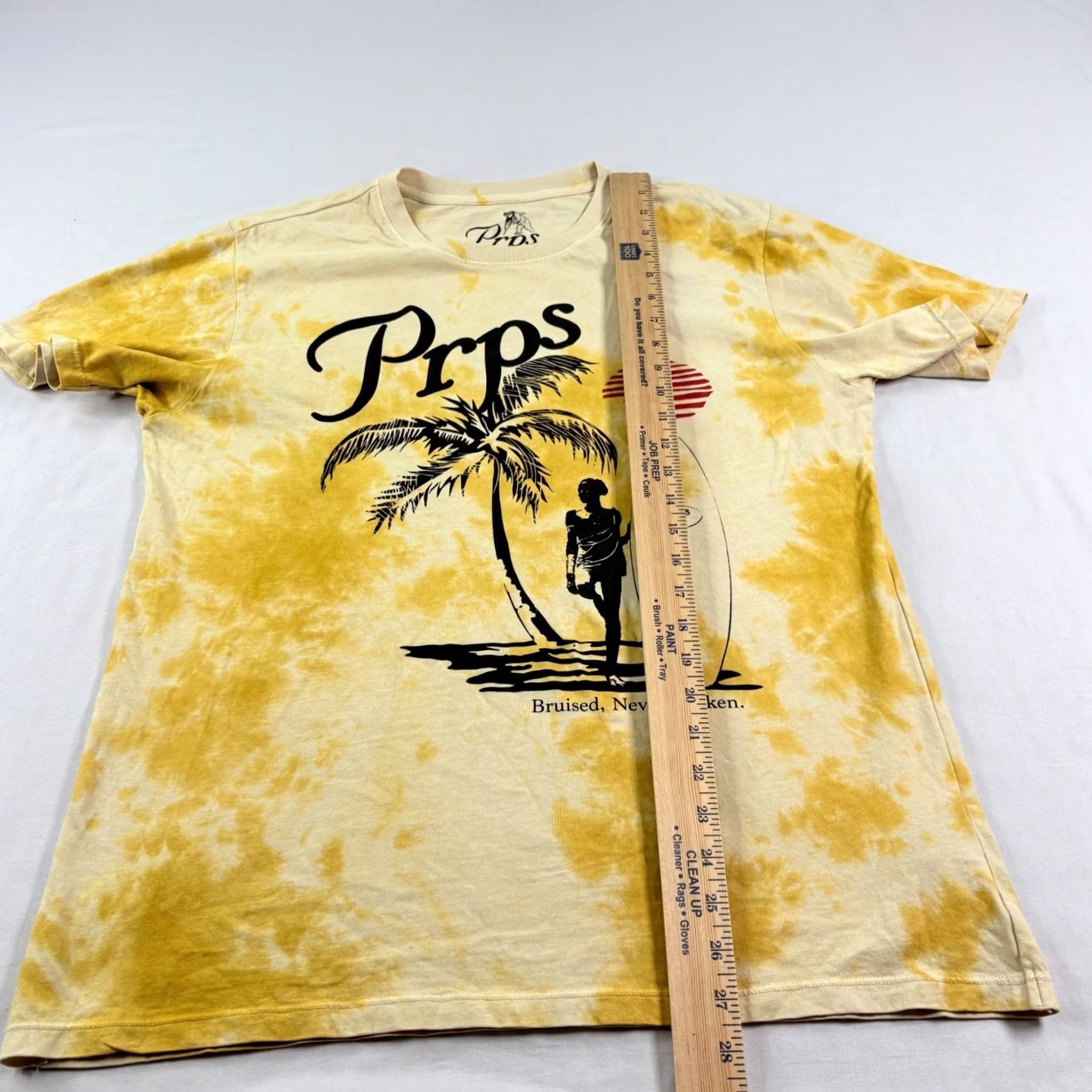 Prps PRPS Shirt Mens M Yellow Tie Dye Surf Graphic Crew Neck Short Sleeve Size US M / EU 48-50 / 2 - 5 Thumbnail