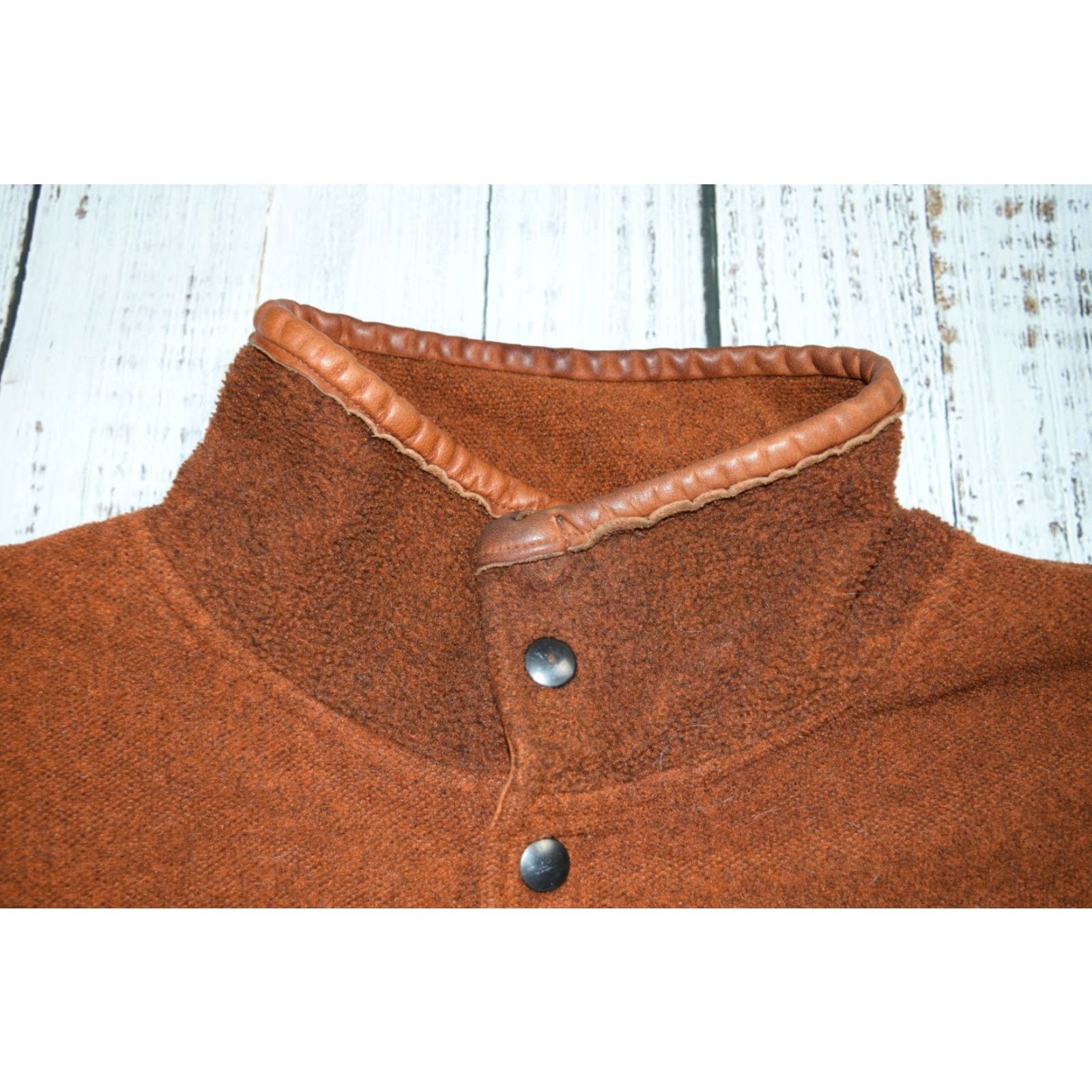 Orvis ORVIS SANDANONA JACKET Mens 2XL Brown Fleece Waxed 80s 90s Shooting Grounds Vintage Snap Zipper Button Pullover Size US XXL / EU 58 / 5 - 6 Thumbnail
