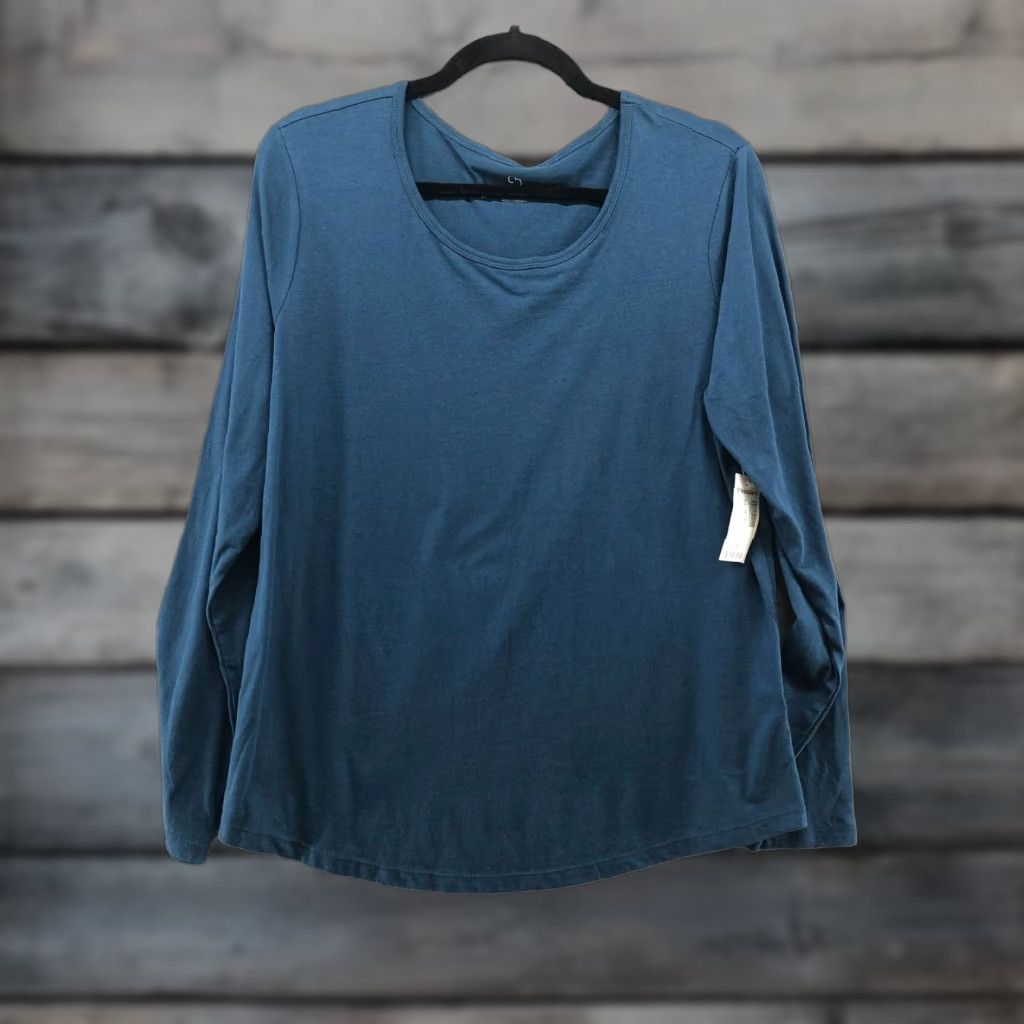 Vintage Dressbarn Women's Blue Long Sleeve Crewneck T Shirt Large Modal Blend Stretch Size L / US 10 / IT 46 - 1 Thumbnail