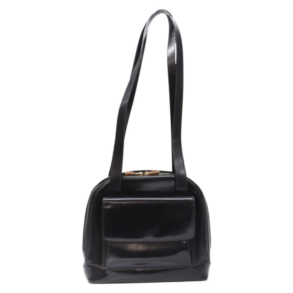 Gucci GUCCI Bamboo Shoulder Bag Patent Leather Black Gold Size ONE SIZE - 2 Thumbnail