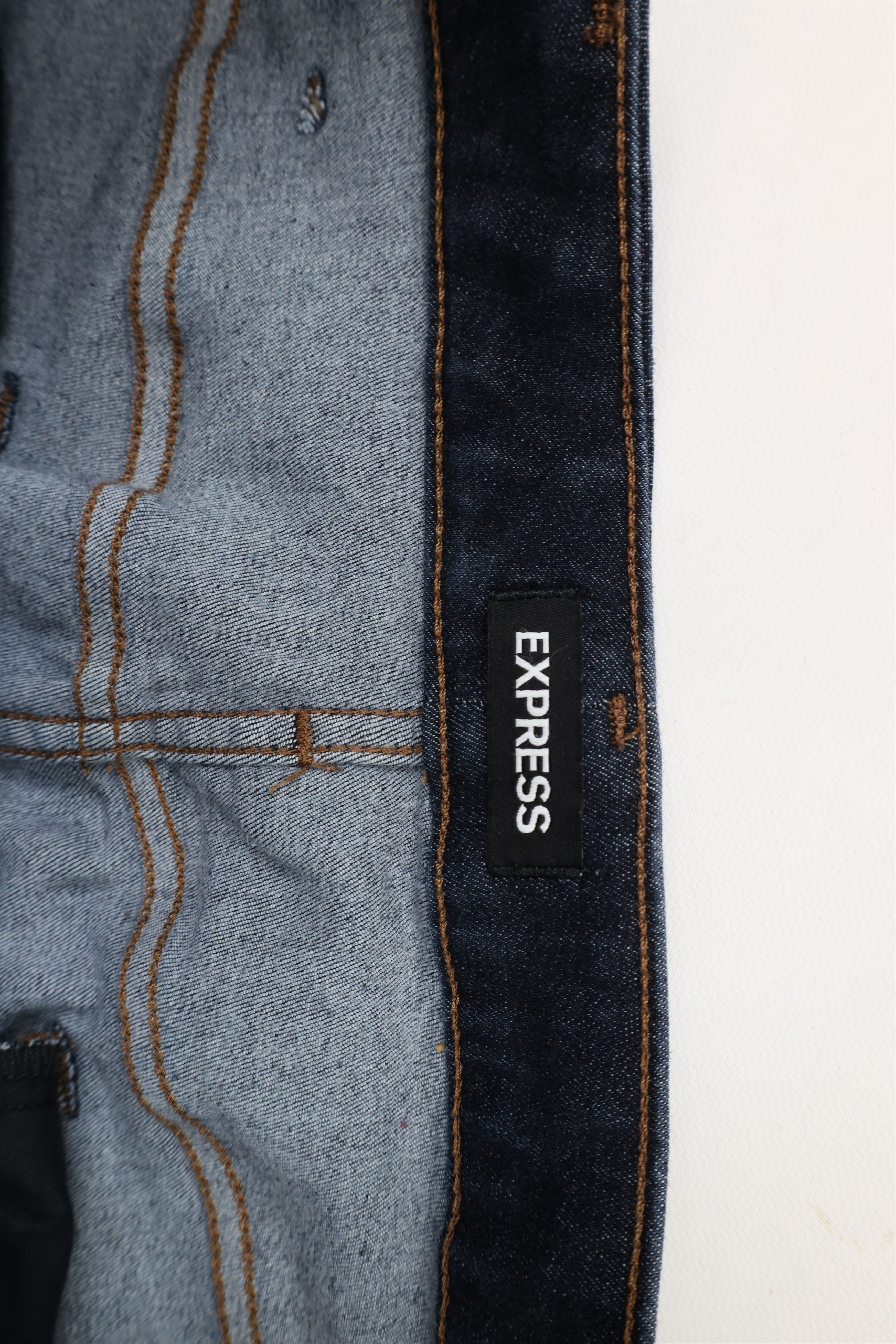 Express × Vintage Express Fit Stretch Straight Leg Denim Jeans Indigo Blue Size US 38 / EU 54 - 6 Thumbnail