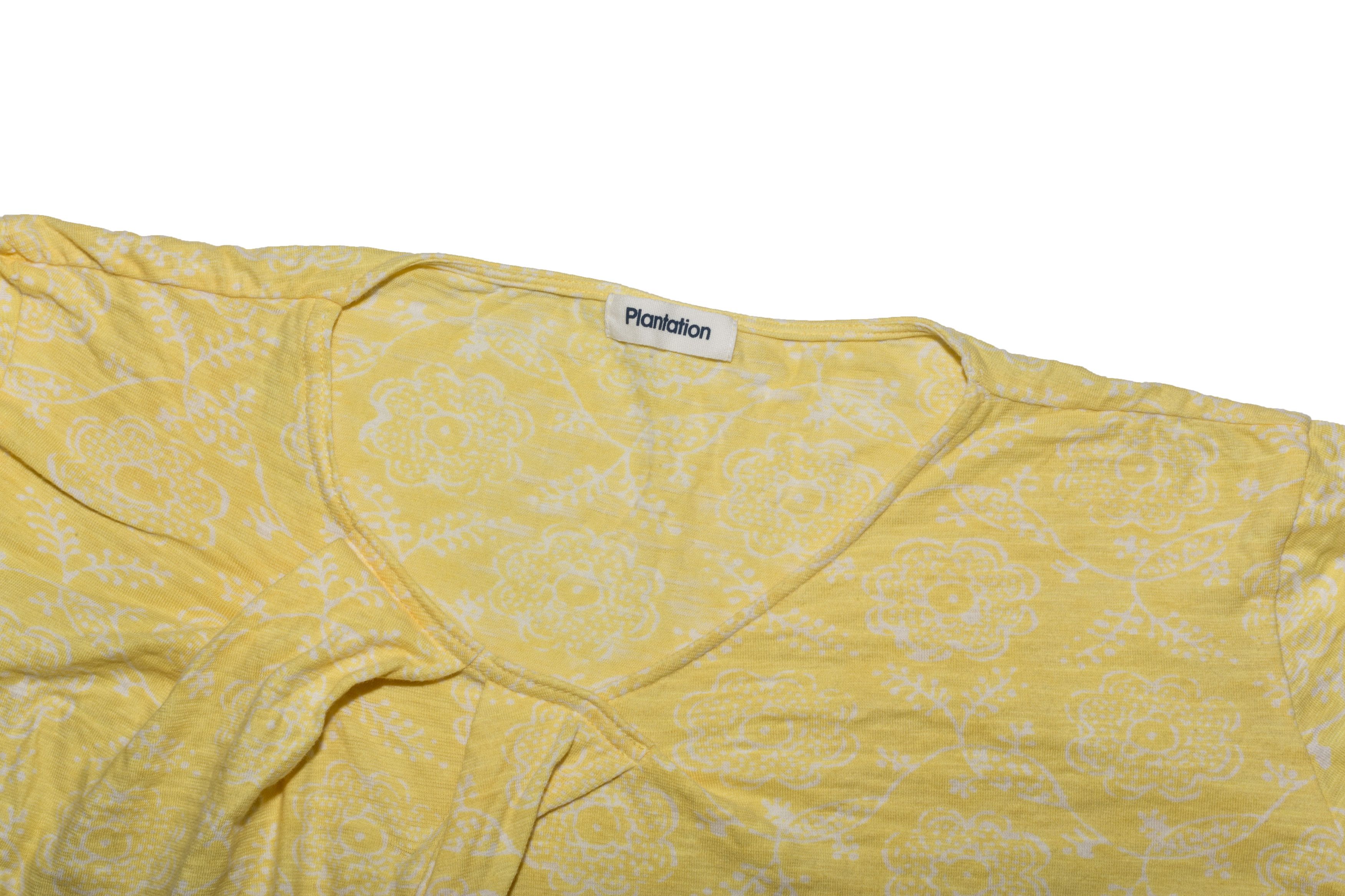 Issey Miyake Yellow Floral Gathered S/S Top Size M / US 6-8 / IT 42-44 - 6 Thumbnail
