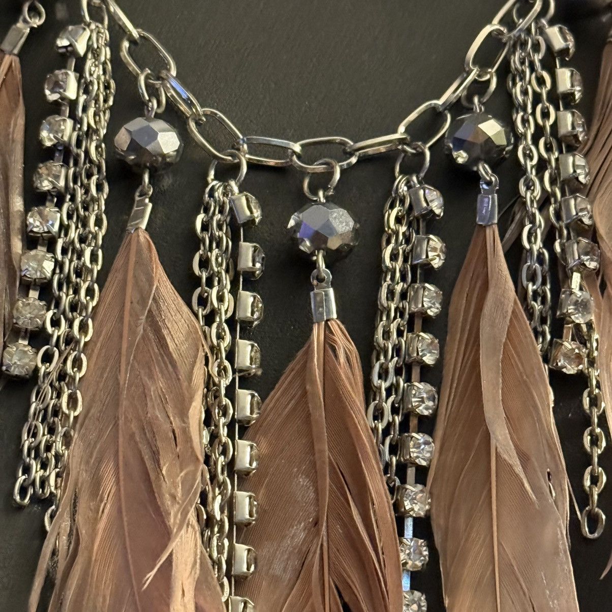 Other Silver tone Bohemian feathers, rhinestones & chains necklace Size ONE SIZE - 2 Thumbnail