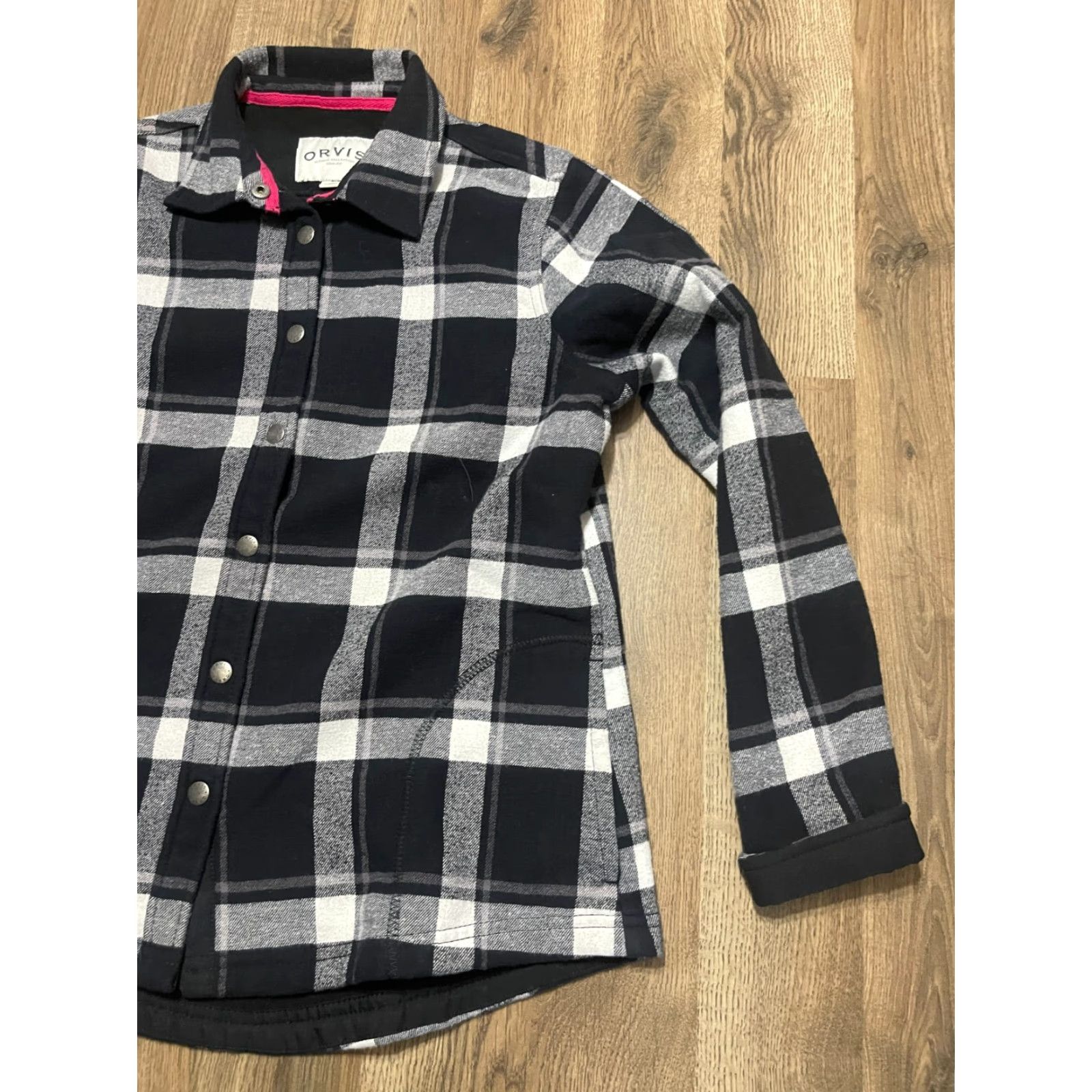 Orvis VINTAGE Orvis Shirt Women’s Size Medium Black White Plaid Button Up Jacket Size M / US 6-8 / IT 42-44 - 4 Thumbnail