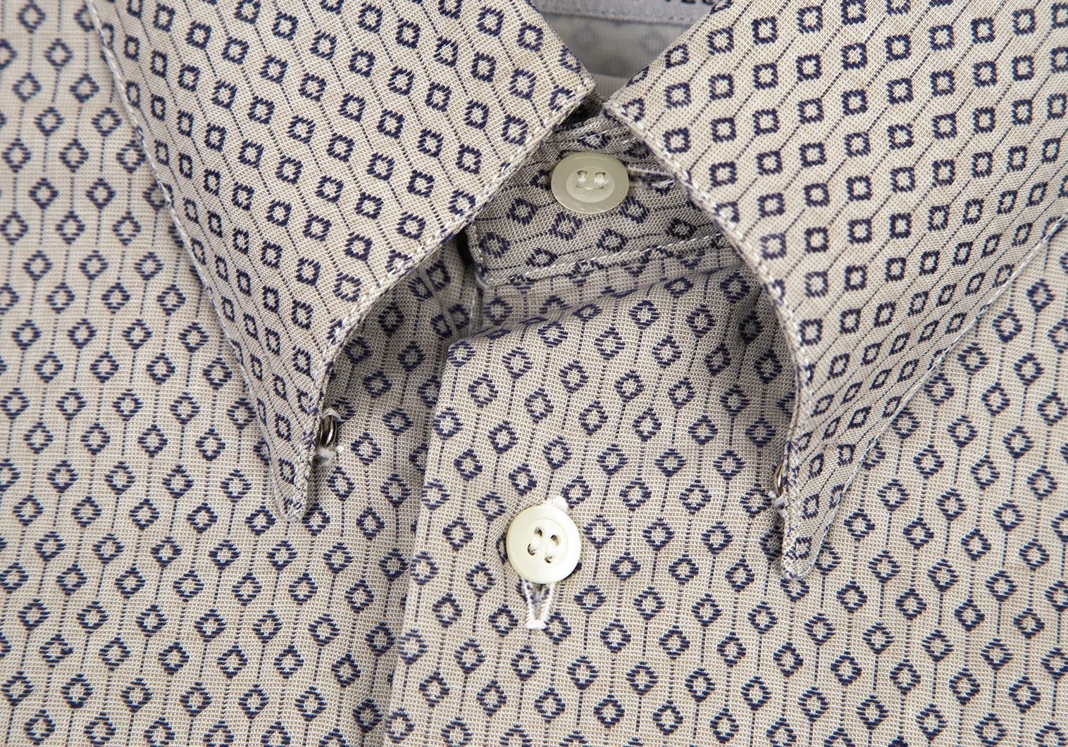Emporio Armani Button-Down Shirt with Pattern in Gray and Navy, Size L Size US L / EU 52-54 / 3 - 4 Thumbnail