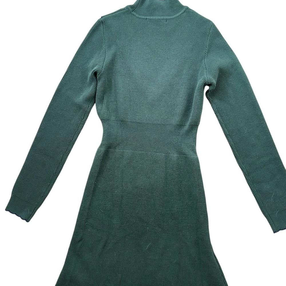 MOUSSY Moussy Knit Ribbed Long Sleeve Midi Green Dress Size Small Size S / US 4 / IT 40 - 4 Thumbnail