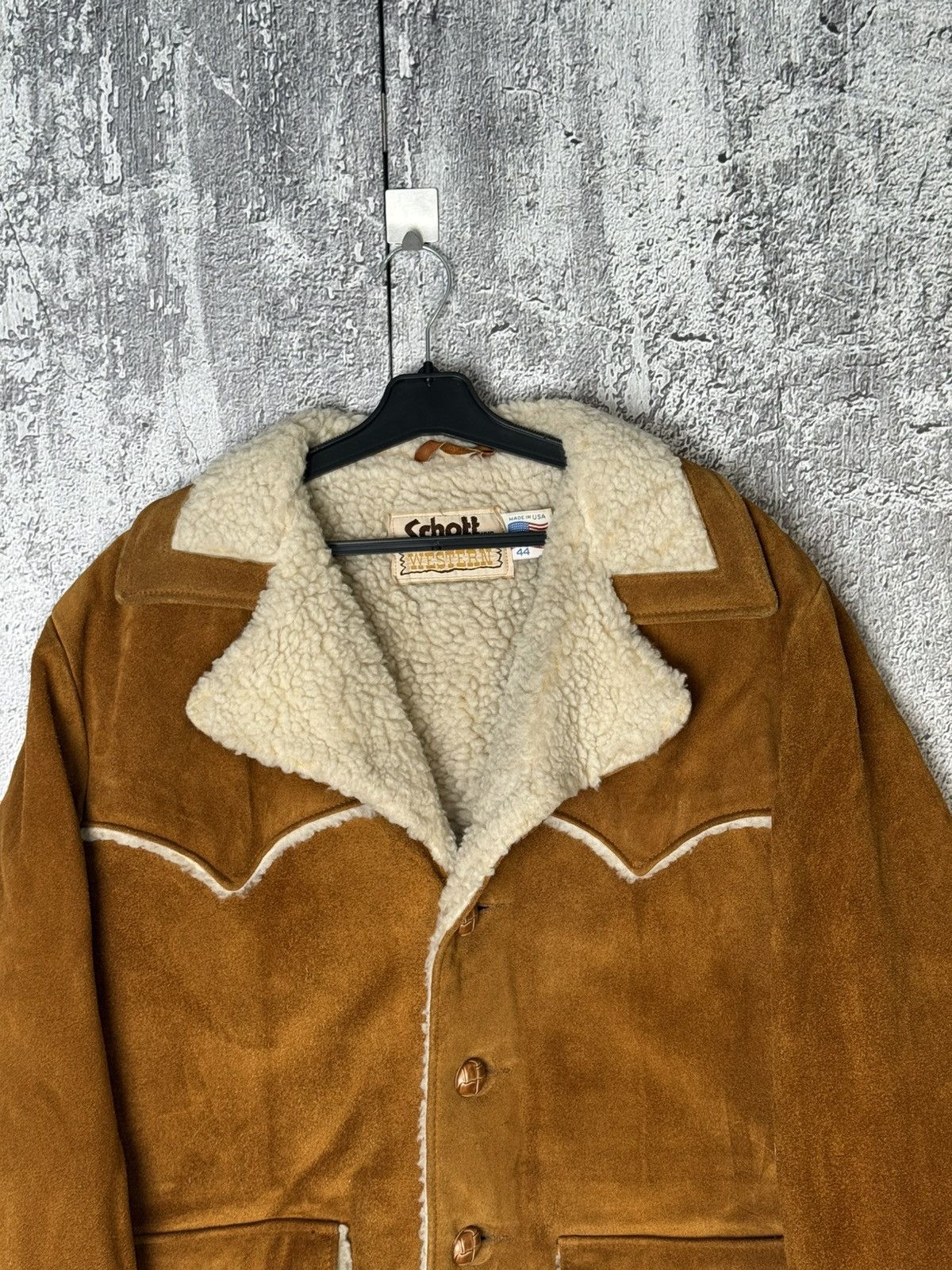 Schott Vintage Schott NYC Western Shearling Suede Leather Jacket Size US L / EU 52-54 / 3 - 6 Thumbnail
