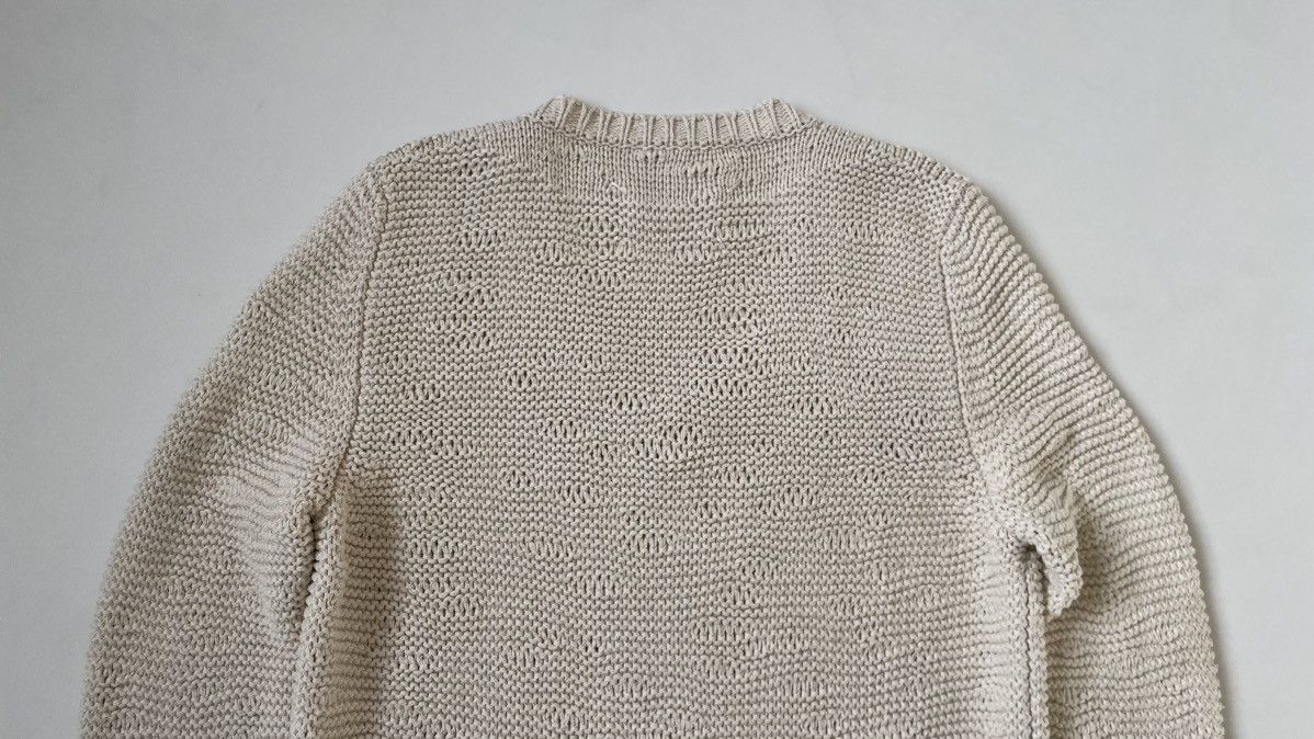 Maison Margiela Sample Textured Cream Cotton V Neck Sweater Size US M / EU 48-50 / 2 - 12 Thumbnail