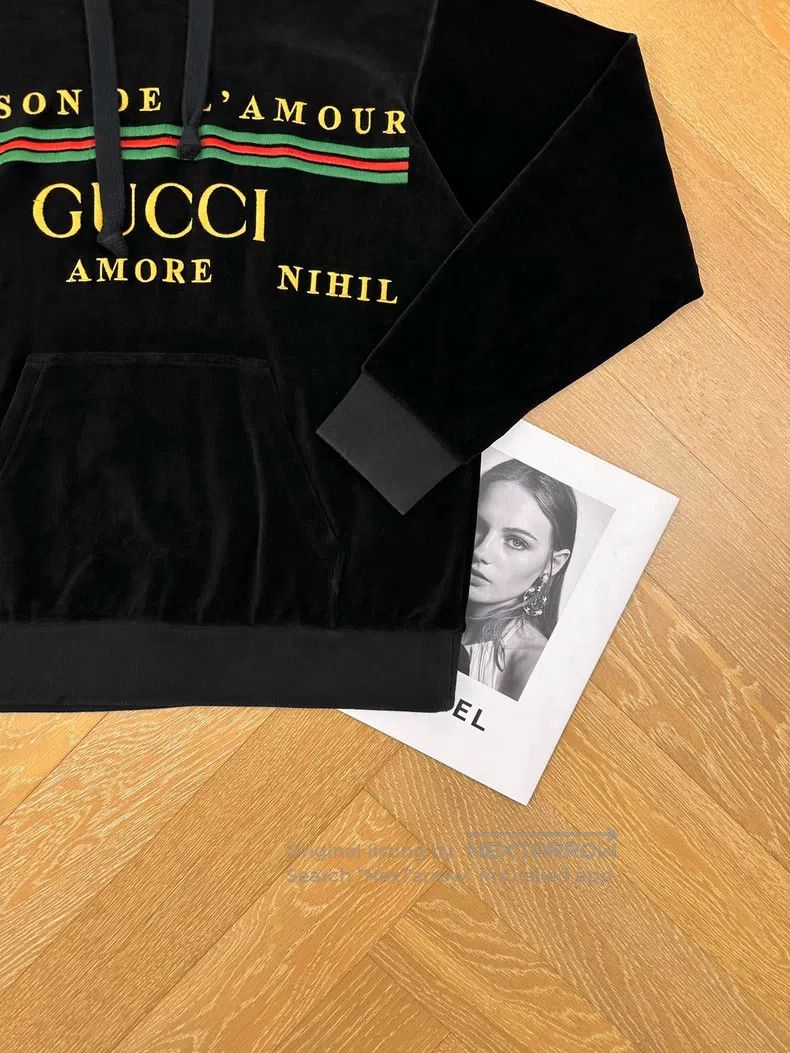 Gucci Gucci Logo letter embroidery printed hooded pullover velve Size US XS / EU 42 / 0 - 3 Thumbnail