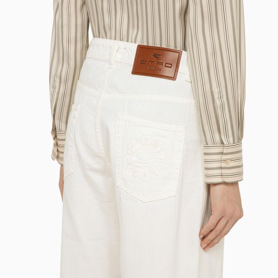 Etro o1d2blof0824 Denim Baggy Jean in White Size 26" / US 2 / IT 38 - 5 Thumbnail