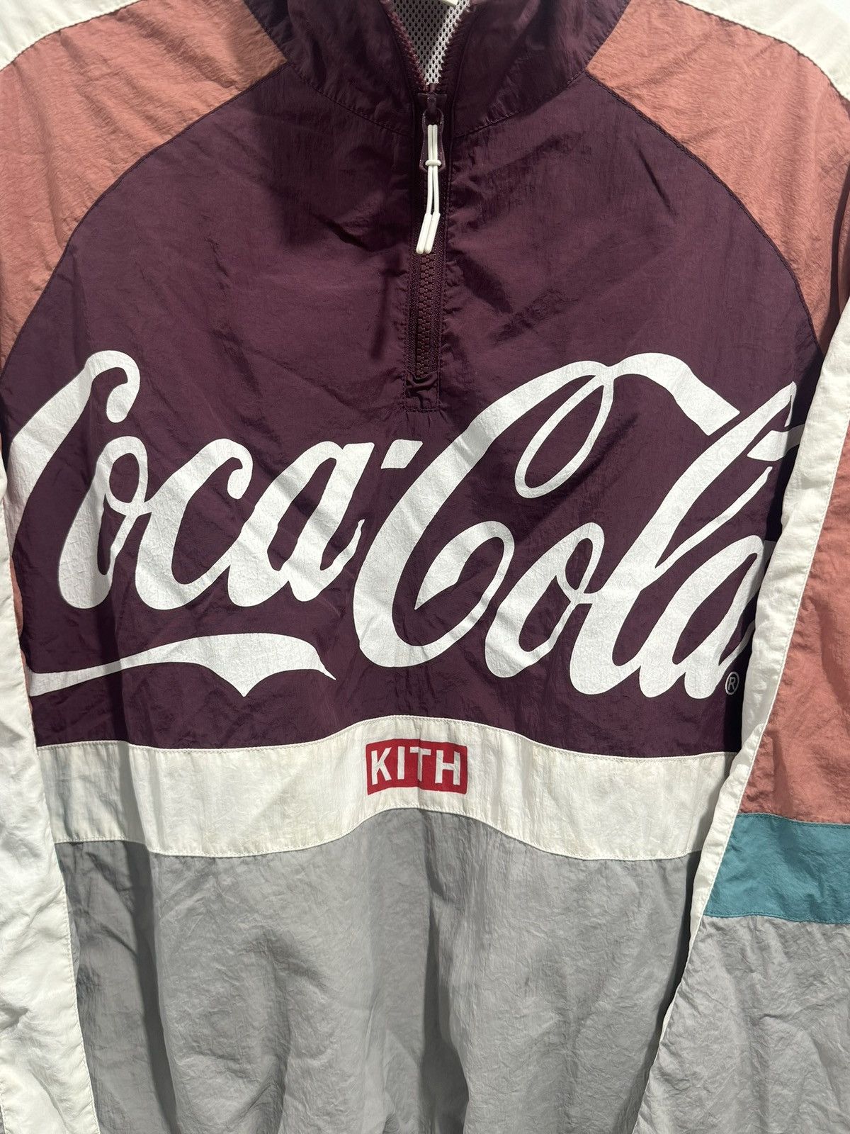 Coca Cola × Kith Quarter-Zip Nylon Windbreaker SS19 Grey Red Teal Pink Size US S / EU 44-46 / 1 - 3 Thumbnail