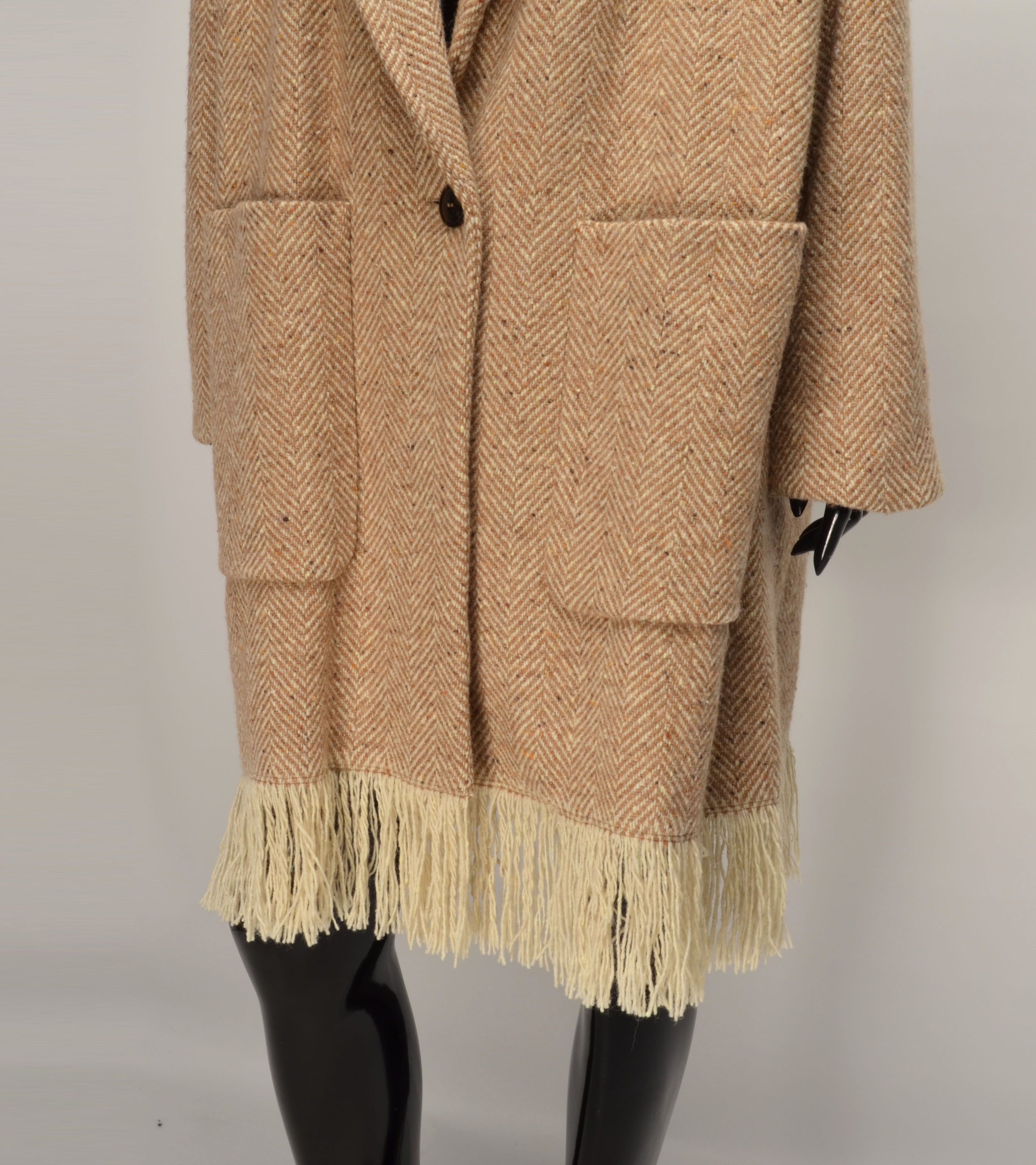 TWINSET Twinset Simona Barbieri Wool Blend Fringe Hem Oversized Coat Size L / US 10 / IT 46 - 3 Thumbnail
