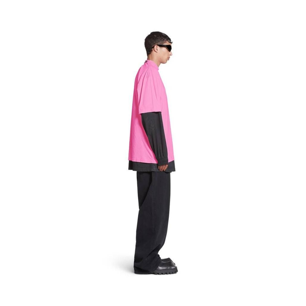 Balenciaga o1bcso1str1224 Unisex T-Shirt Medium Fit in Pink Size US L / EU 52-54 / 3 - 4 Thumbnail