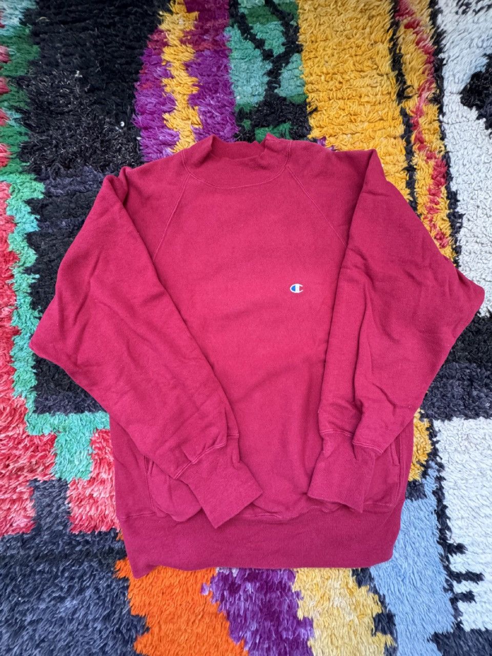 image of Champion Vintage Reverse Weave Mock Neck in Berry, Men's (Size XL)