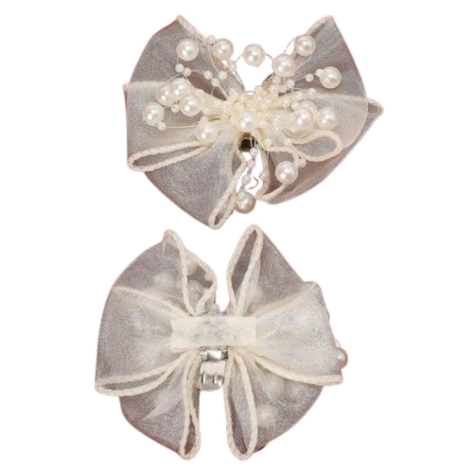 Other ELEGANT ☆ CREAM ORGANZA BOWS with PEARLS ☆ SHOE CLIPS ☆ NIP Size US 4 / IT 34 - 6 Thumbnail