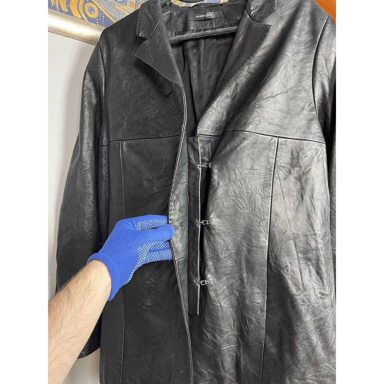 Annette Gortz MINT! Anette Gortz Goertz Women`s Black Long Leather Jacket Size M / US 6-8 / IT 42-44 - 9 Thumbnail