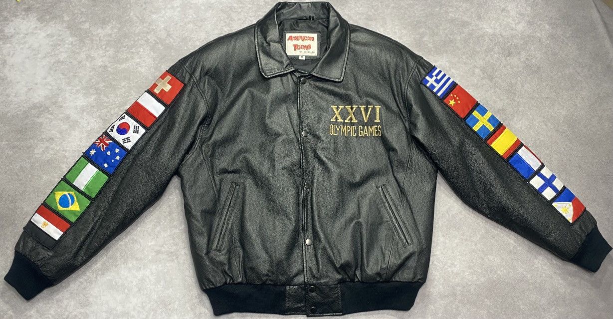 Vintage 1996 Vintage American Toons Atlanta Olympics Leather Jacket Size US L / EU 52-54 / 3 - 1 Thumbnail