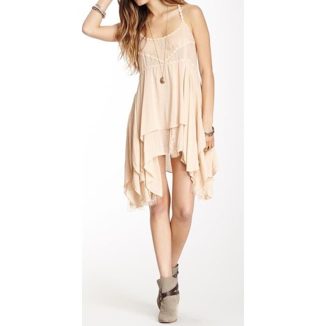 Free People RARE Free People Pieced Together Mini Slip Dress Tunic | Gru Size L / US 10 / IT 46 - 14 Thumbnail