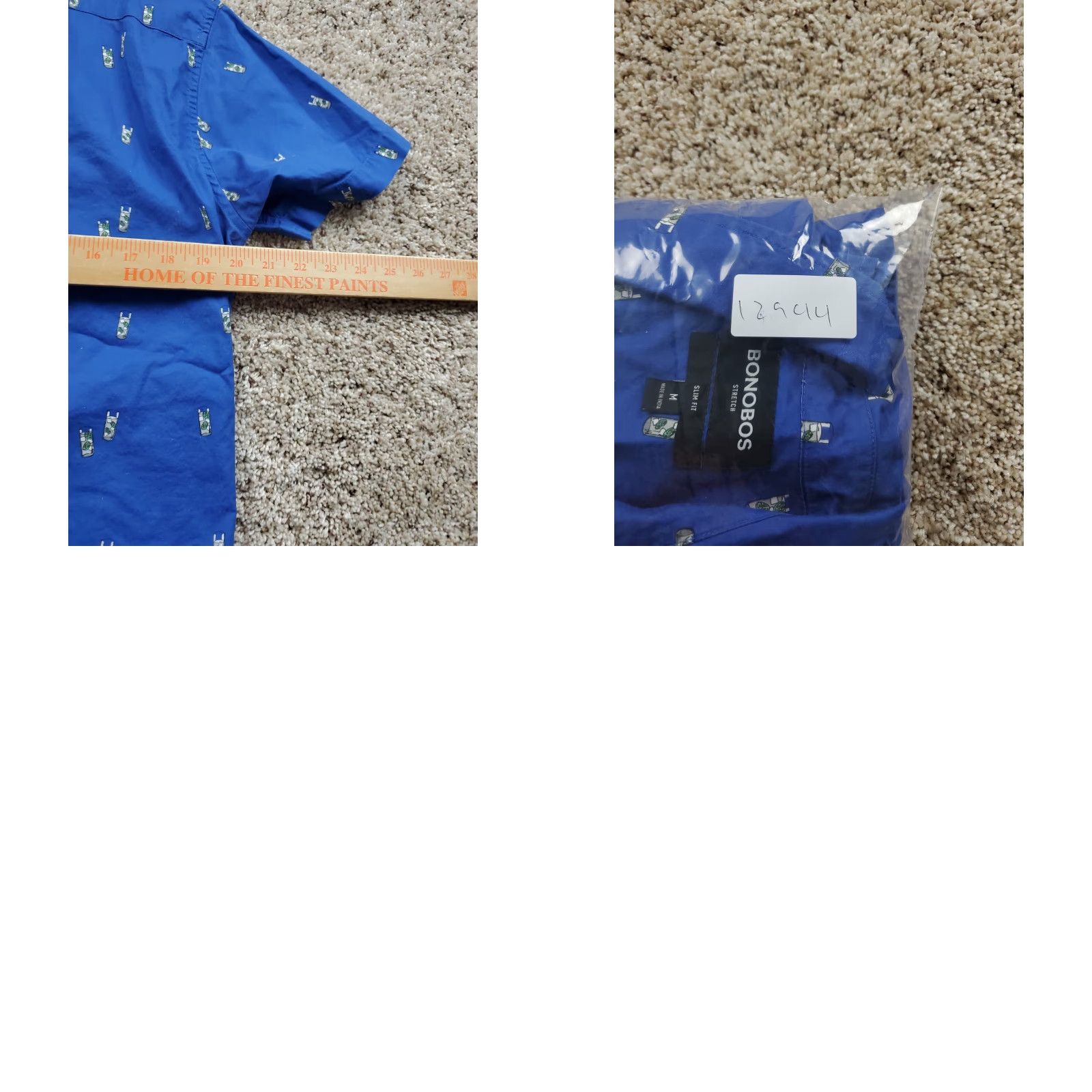 Bonobos Bonobos Shirt Mens Blue Short Sleeve Button Up Slim Fit Cocktail Print Size US M / EU 48-50 / 2 - 8 Thumbnail