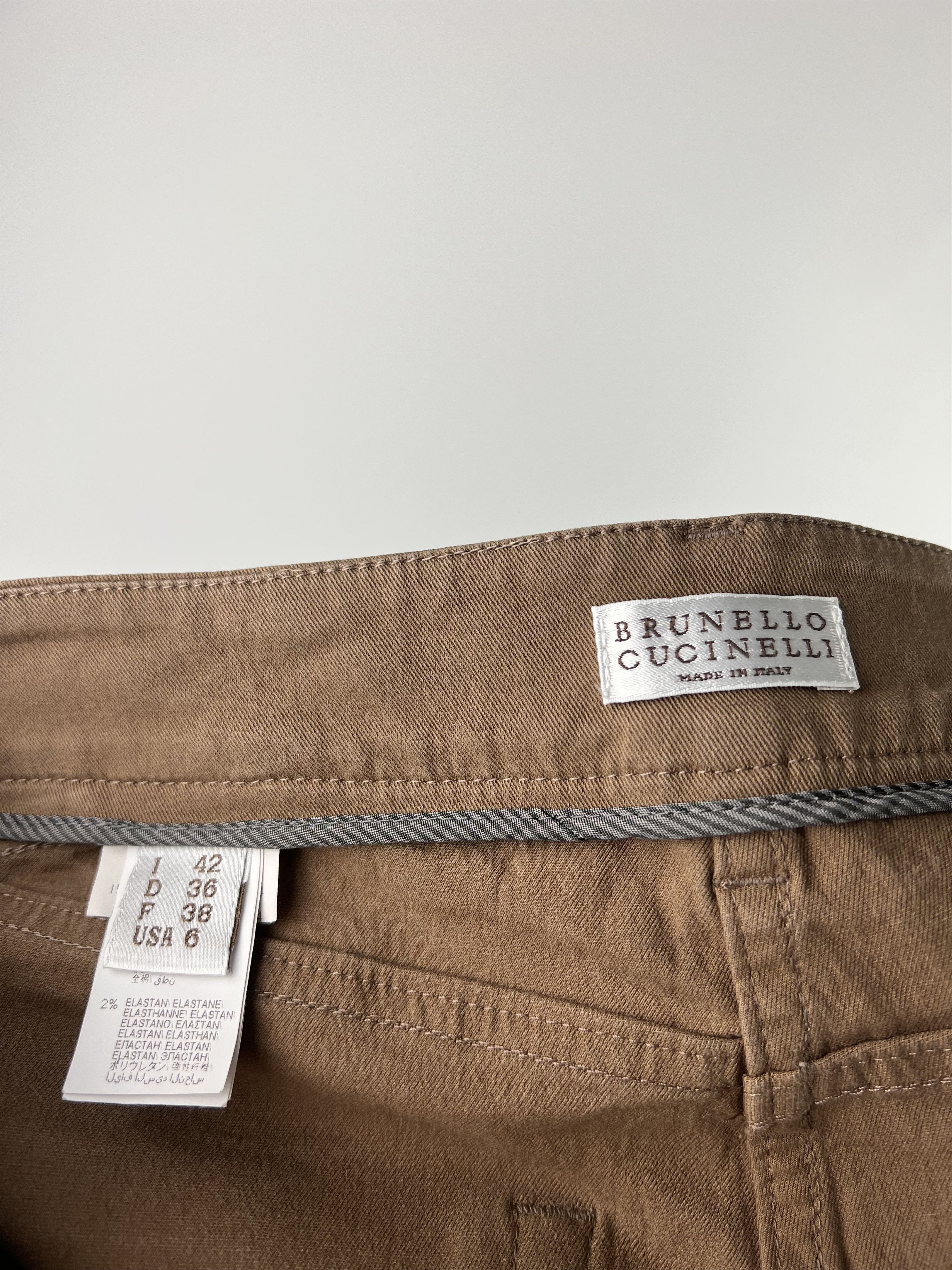 Brunello Cucinelli Brunello Cucinelli Brown Cotton Pants Size IT42 Size 28" / US 6 / IT 42 - 7 Thumbnail