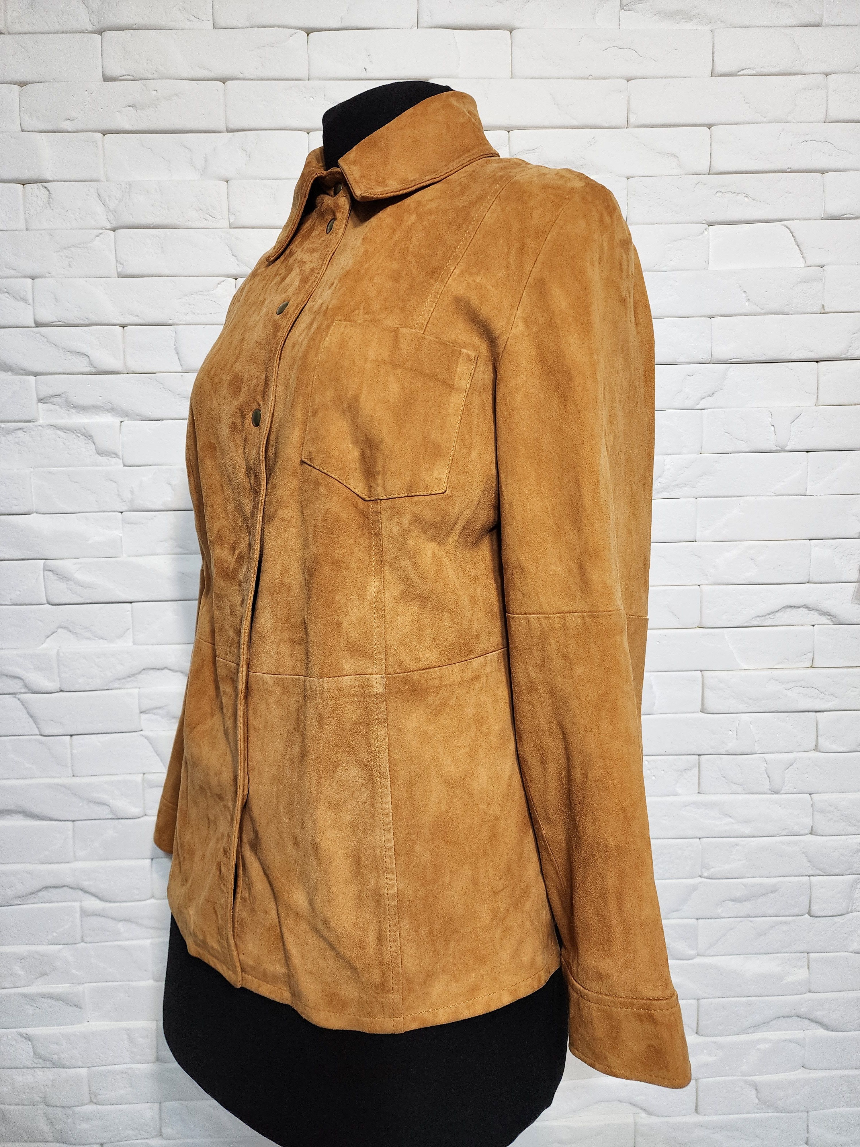 Other Women's Suede Shirt: Brown Leather Simple Style Size L / US 10 / IT 46 - 2 Thumbnail