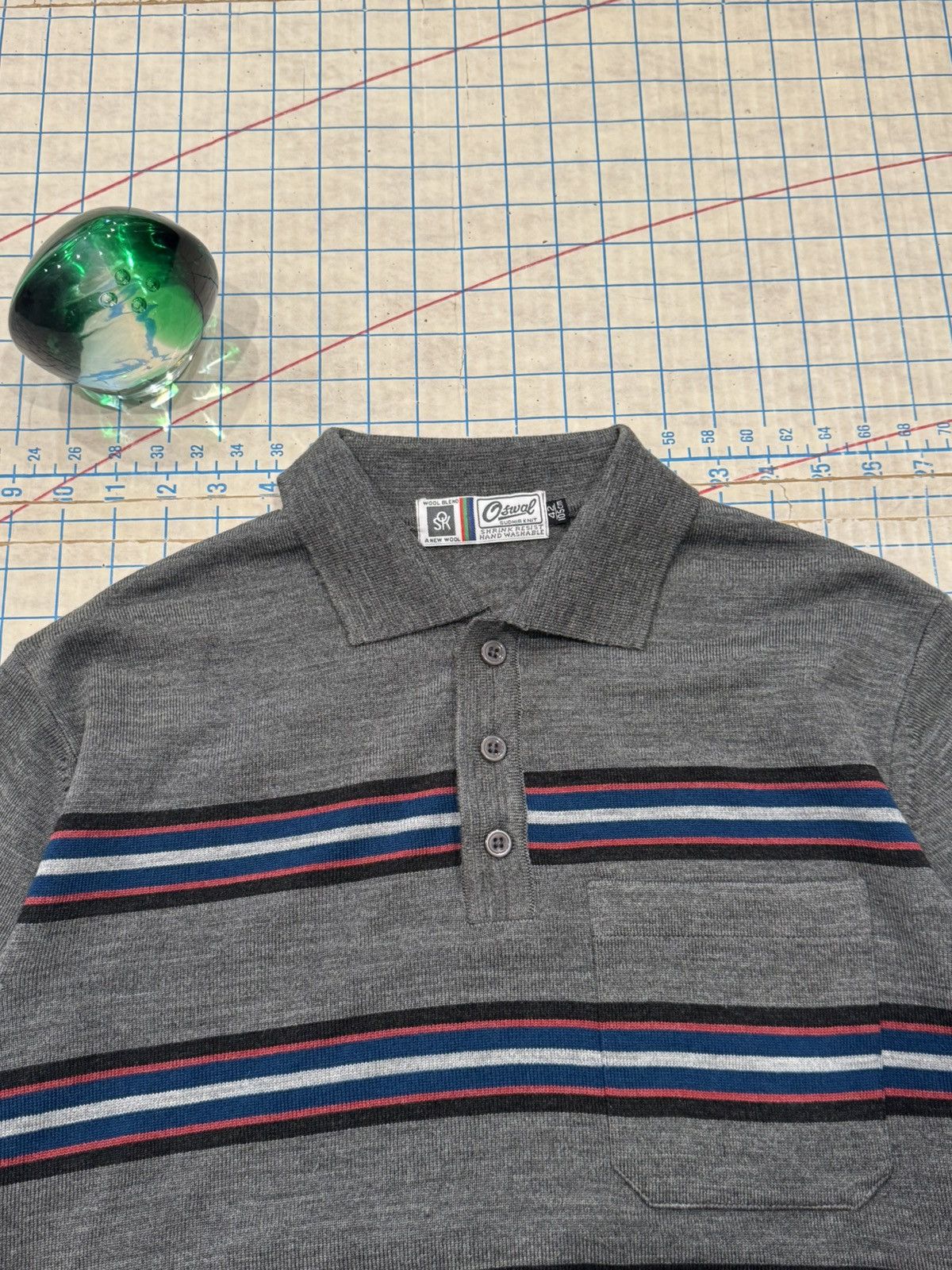 Vintage Vintage Oswal Sudhir Knit Wool Blend Polo Shirt L/S Medium Size US M / EU 48-50 / 2 - 3 Thumbnail