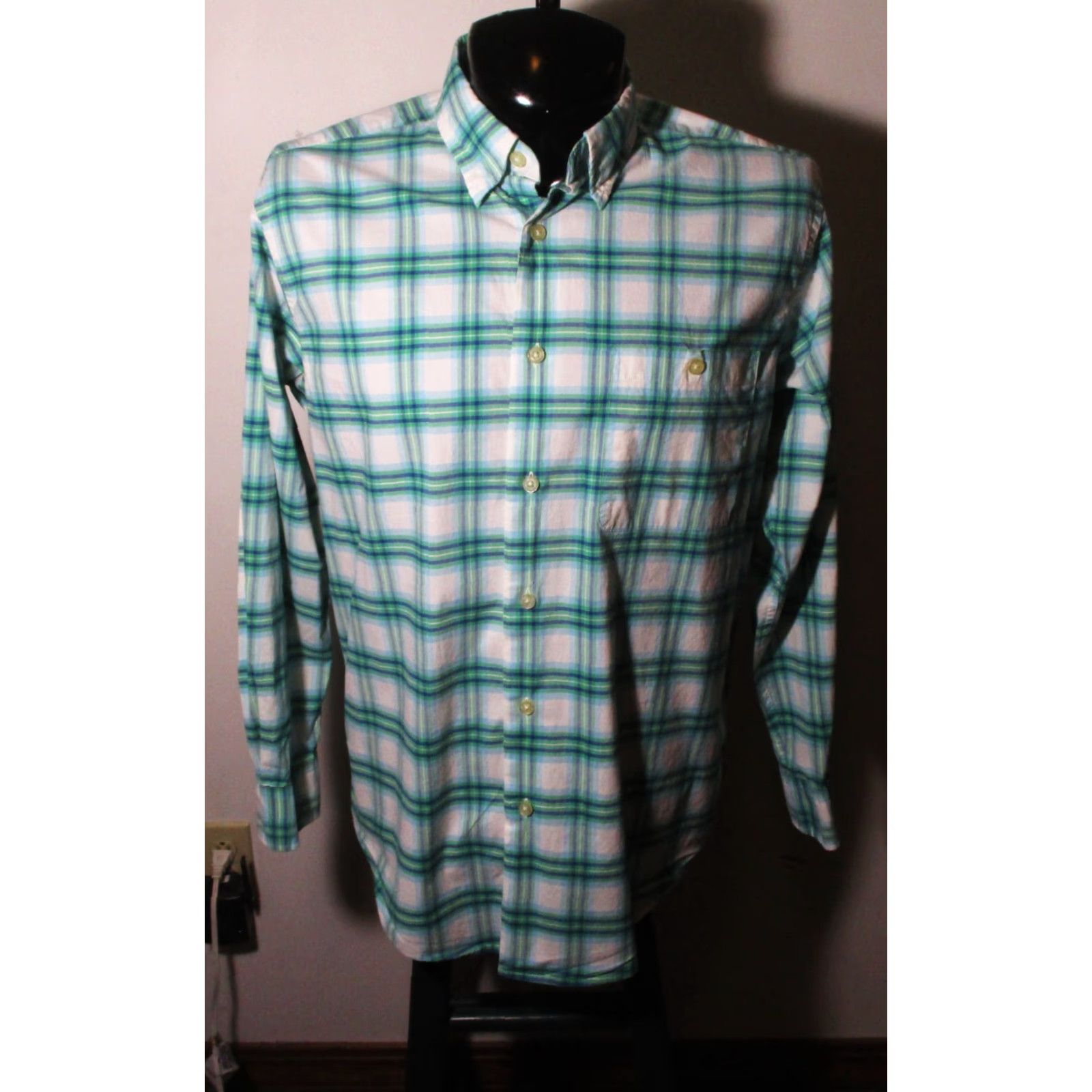Orvis Orvis Shirt Mens Button-Up Long Sleeve Green Linen Blend M Regular Men’s Green Orvis Button-Front Check Casual All Seasons Vintage No Size US M / EU 48-50 / 2 - 2 Thumbnail