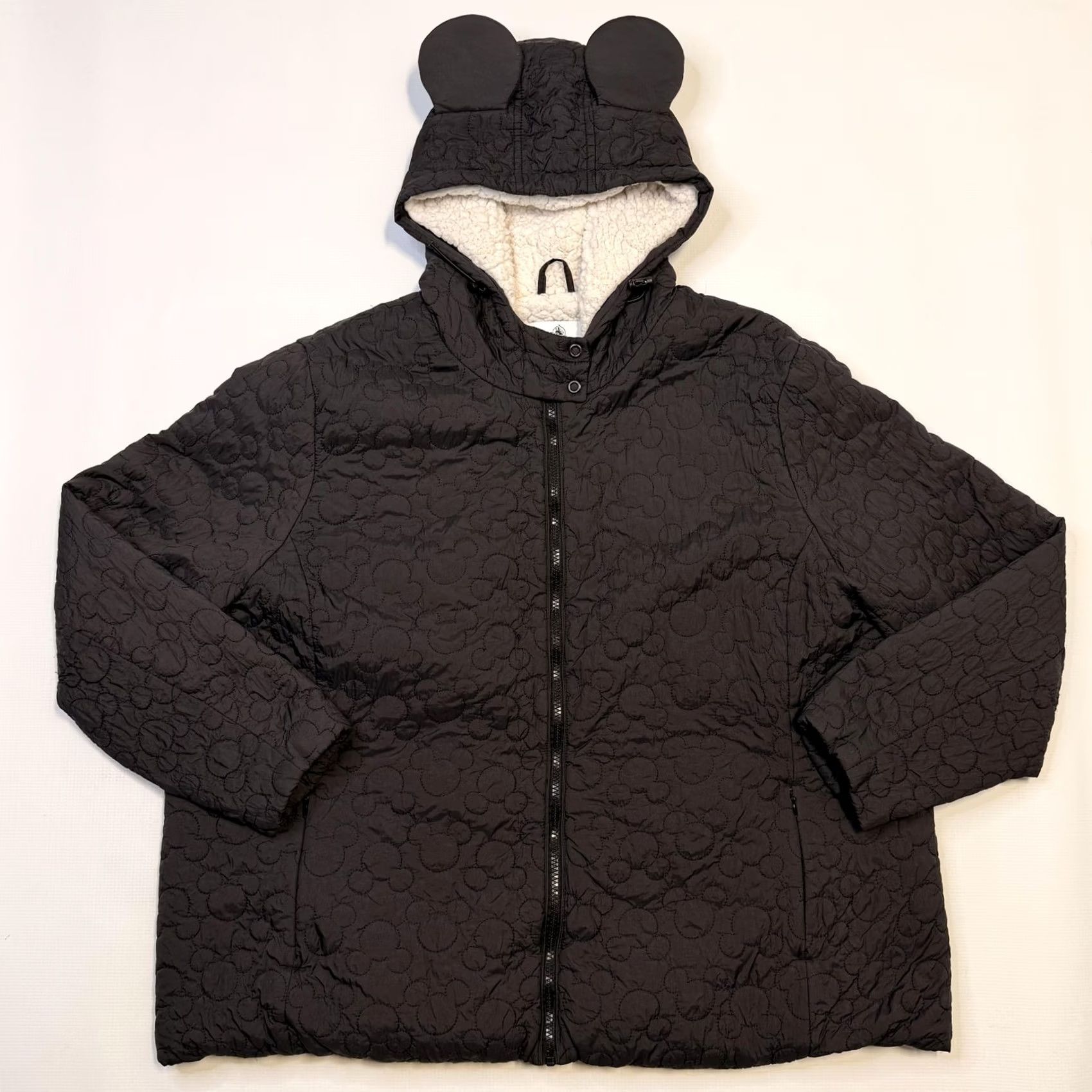 Disney Disney Jacket Womens 2X Black Mickey Mouse Ear Hood Sherpa Lined Quilted Puffer Size XXL / US 16-18 / IT 52-54 - 2 Thumbnail
