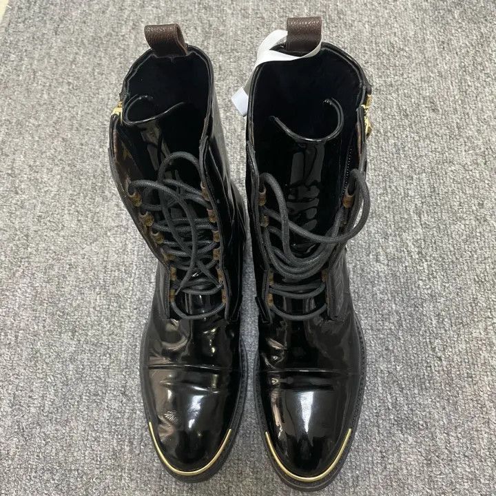 Louis Vuitton Louis Vuitton Black Patent Leather Ankle Boots -2508 Size US 5.5 / EU 38 - 2 Thumbnail