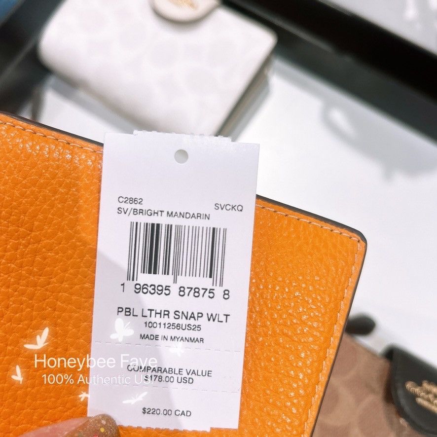 Coach Snap Wallet Bright Mandarin C2862 Size ONE SIZE - 4 Thumbnail