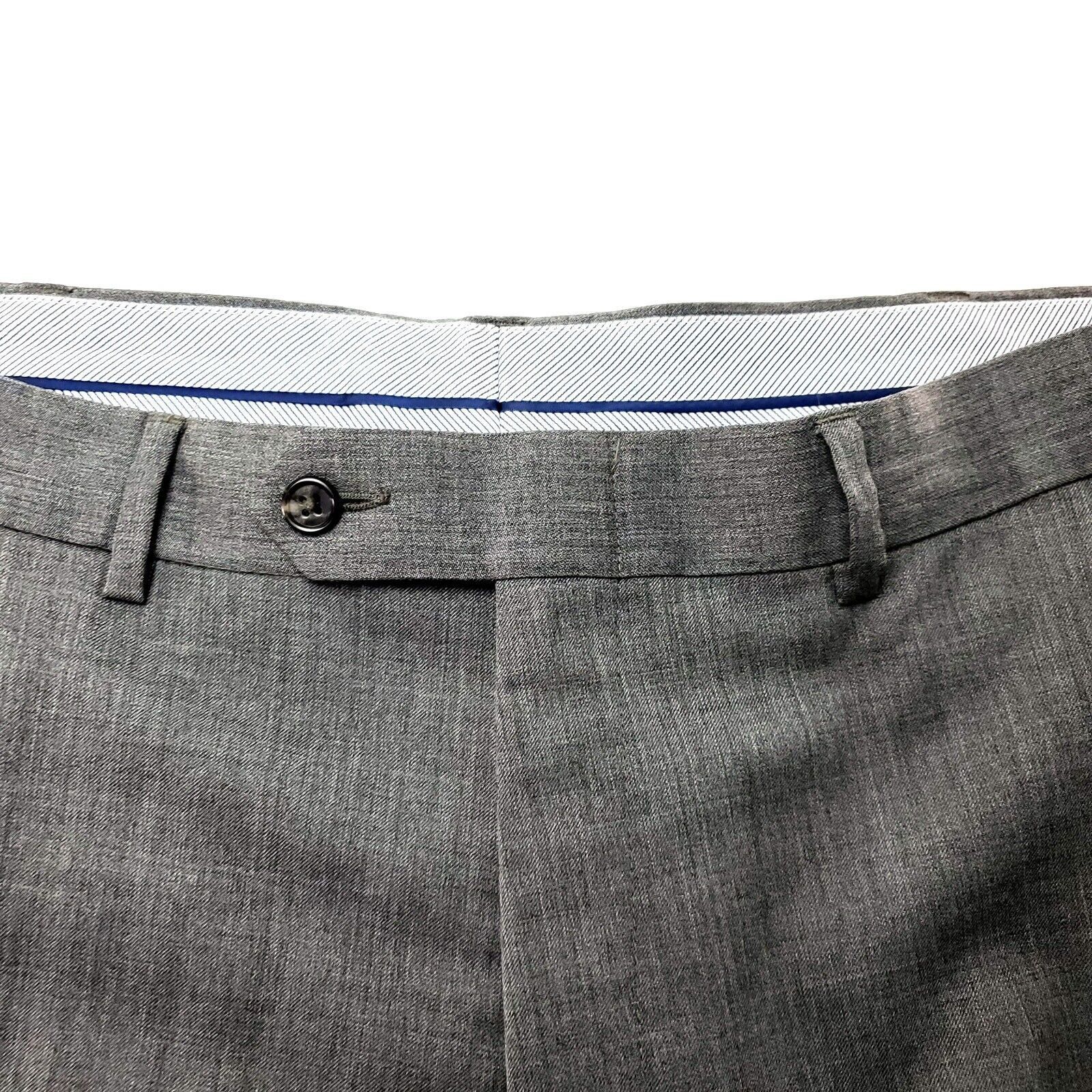 Hart Schaffner Marx Hart Schaffner Marx Wool Dress Pants 36/28 Gray Mid Rise Fla Size 36R - 2 Thumbnail