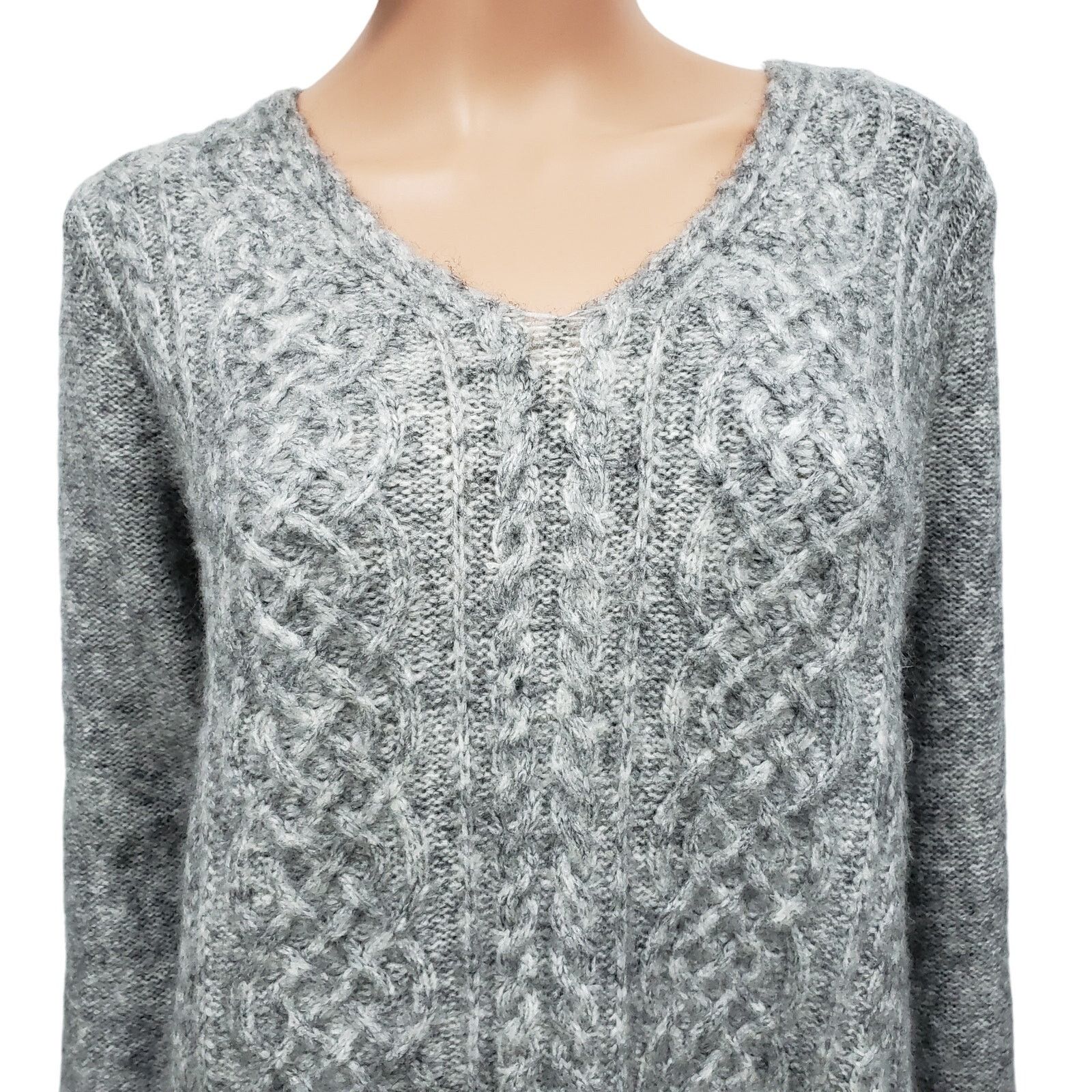 Other Max Studio Sweater Dress Cable Knit Long Sleeve V-Neck S Size S / US 4 / IT 40 - 4 Thumbnail