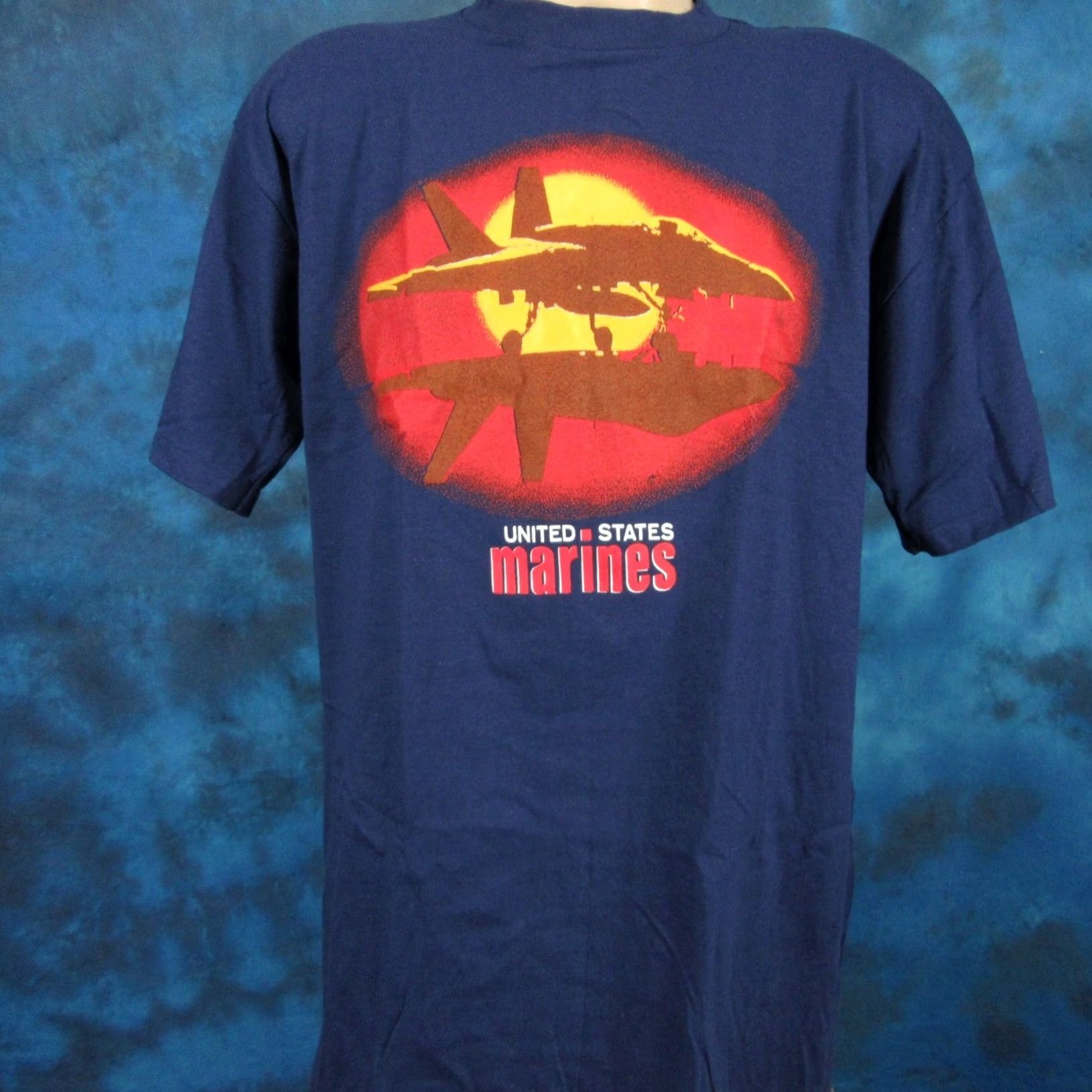 Vintage NOS vtg 80s USMC US MARINE CORPS SUNSET T-Shirt L/XL fighter jet single stitch Shipmenship Size US L / EU 52-54 / 3 - 2 Thumbnail