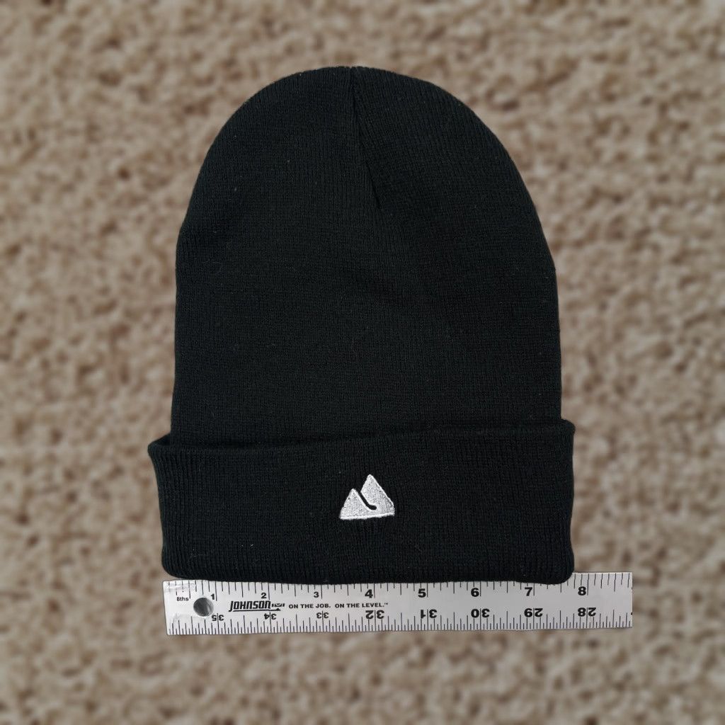 Vintage PromoHeadwear Beanie Hats One Size Adult Black Knit Acrylic Mountain Peaks Outdoor Ski Beanie Mens Womens Size ONE SIZE - 1 Thumbnail