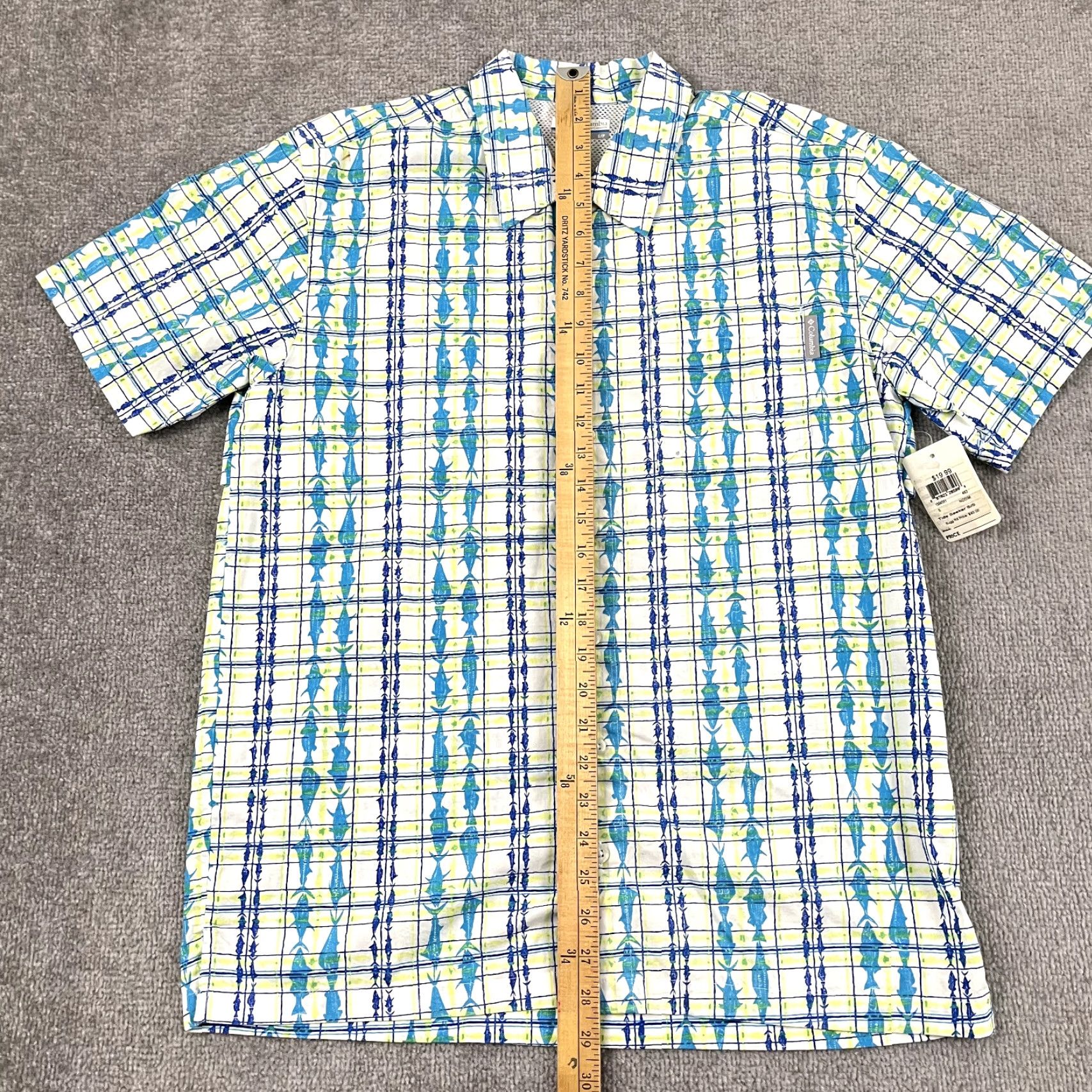 Vintage COLUMBIA Shirt Mens Small White Blue Yellow PFG Fishing Button Up Short Sleeve Size US S / EU 44-46 / 1 - 7 Thumbnail