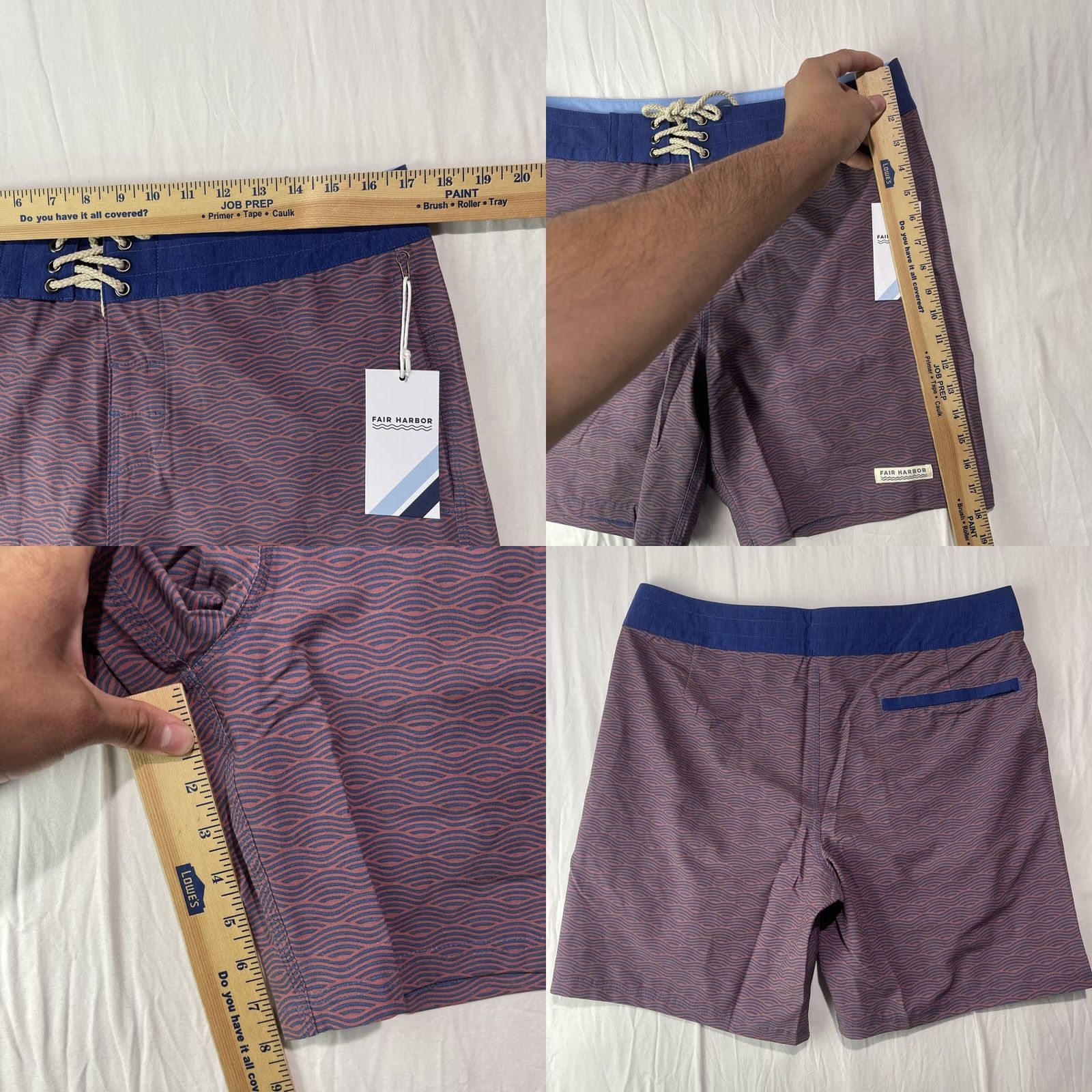 Vintage Fair Harbor Mens Size 33 Swim Trunks Pockets Beach Swimwear New Adult Blue Size US 33 - 8 Thumbnail