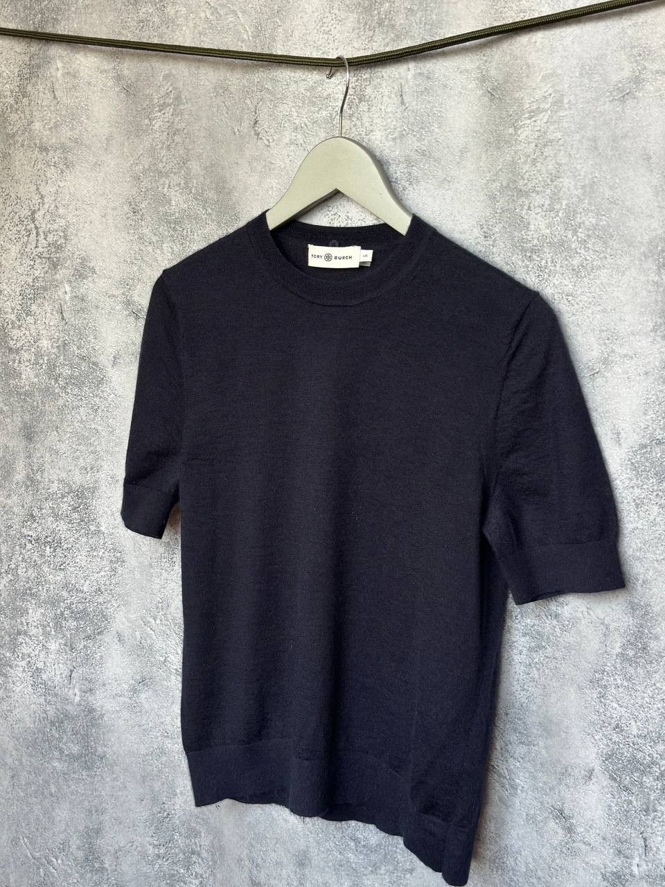 Tory Burch Tory Burch 100% Cashmere Short Sleeve Sweater Top Navy Blue Size L / US 10 / IT 46 - 1 Thumbnail