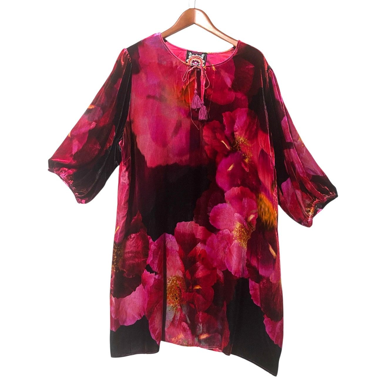 Johnny Was Size XXL | JOHNNY WAS Vesna Velour Silk-Blend Shift Dress Size XXL / US 16-18 / IT 52-54 - 2 Thumbnail