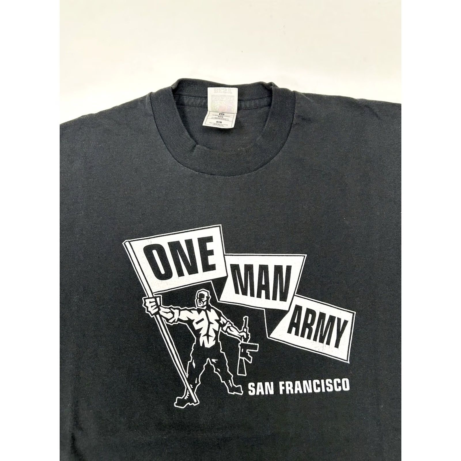 Vintage VINTAGE One Man Army T-Shirt Unisex Adults XL Black Crew Neck Short Sleeve San Francisco Adeline Records Green Day 90s Punk Rock Fan Tee Size US XL / EU 56 / 4 - 5 Thumbnail