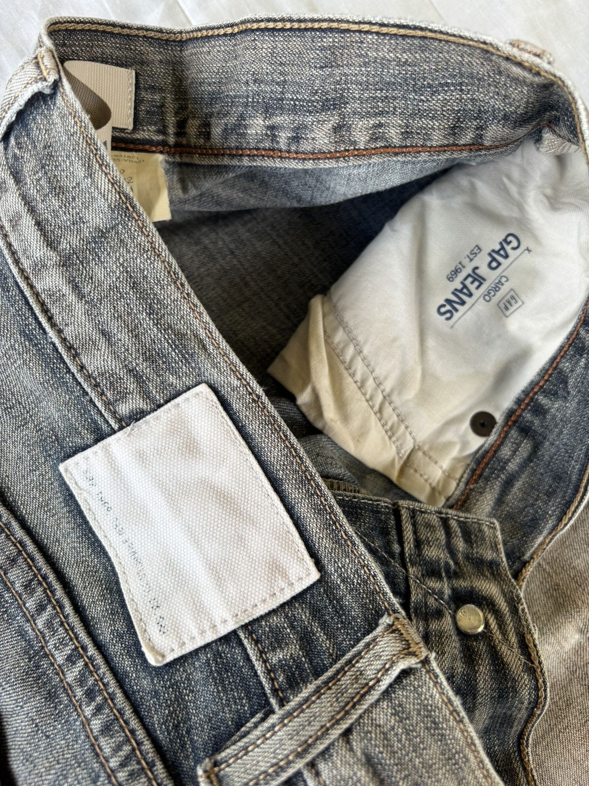 Kapital RARE💥GAP CARGO FADED WASHED DENIM CARGO JEANS WORKWEAR Size US 32 / EU 48 - 12 Thumbnail