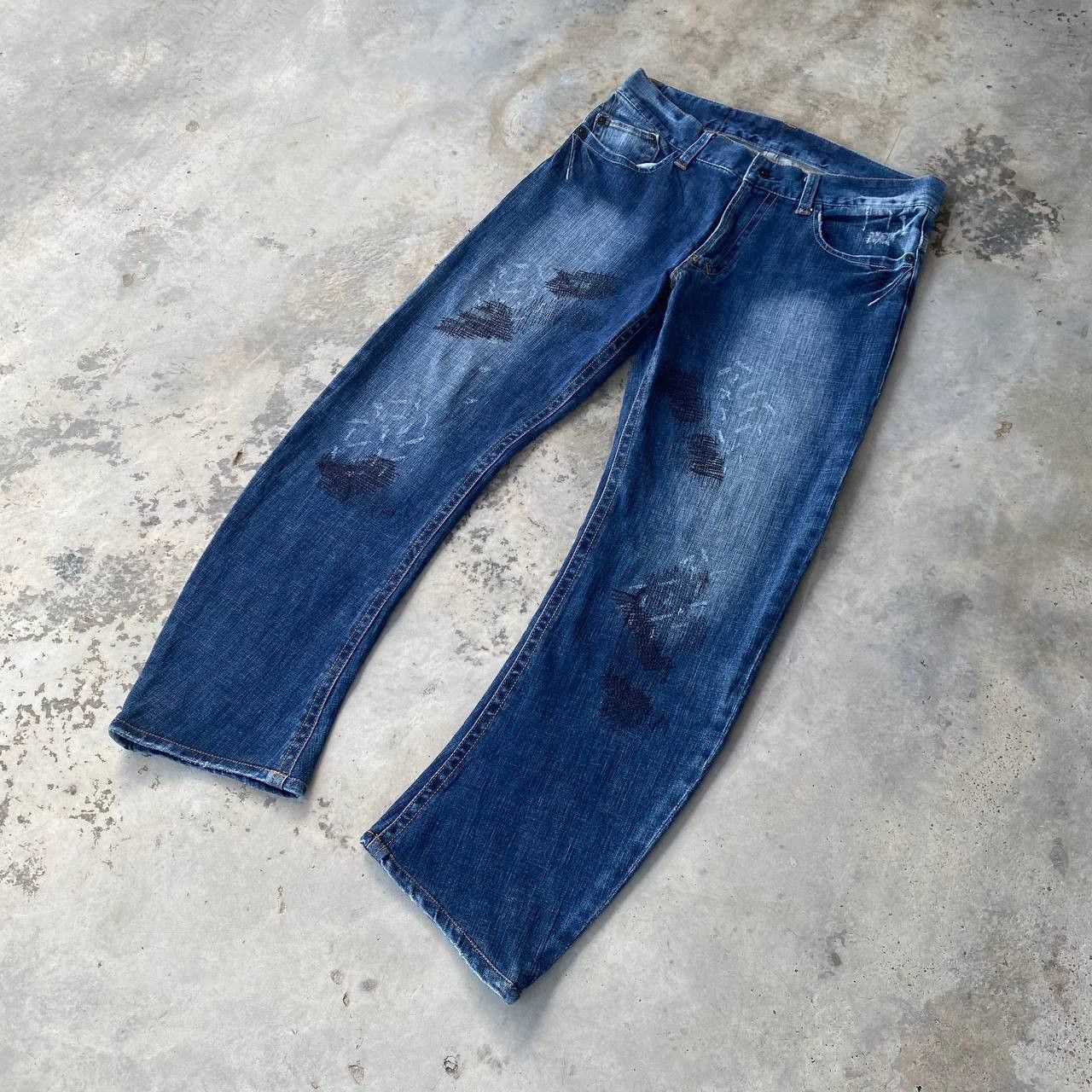 291295=Homme Archival 291295=HOMME Curved Leg "J-Cut Sashiko Repair Denim Size US 30 / EU 46 - 3 Thumbnail