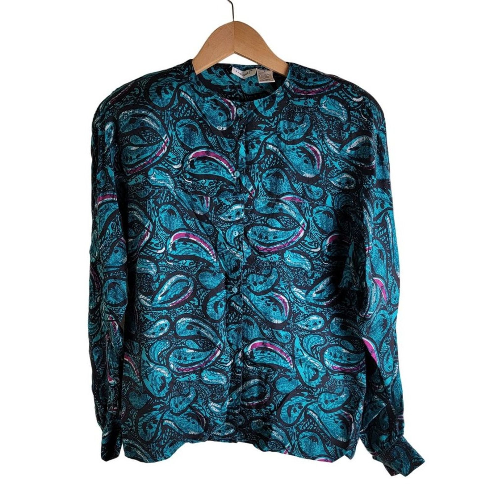 Vintage Omanti Womens Paisley Silk Button Down Shirt Long Sleeve Size M / US 6-8 / IT 42-44 - 9 Thumbnail